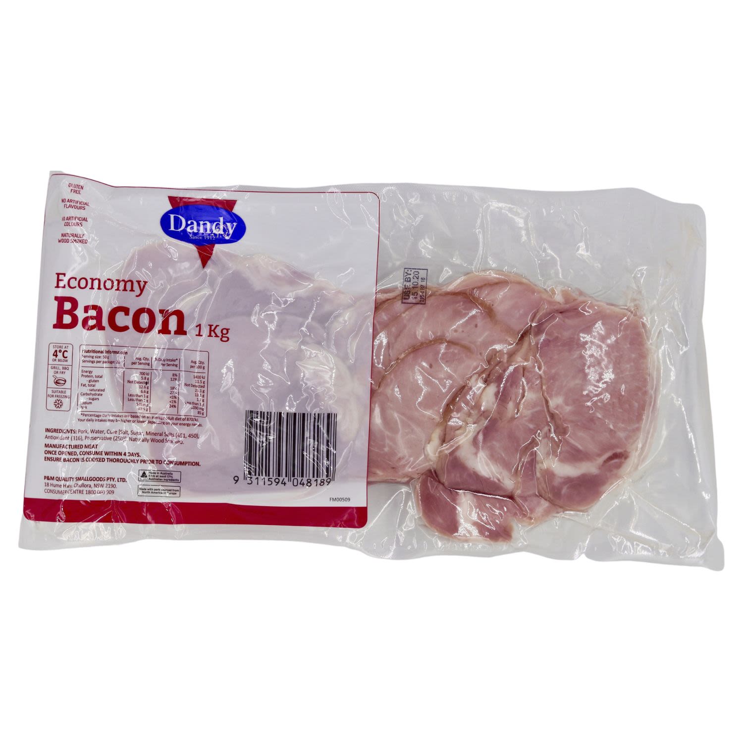 Dandy Economy Bacon Rashers, 1 Kilogram