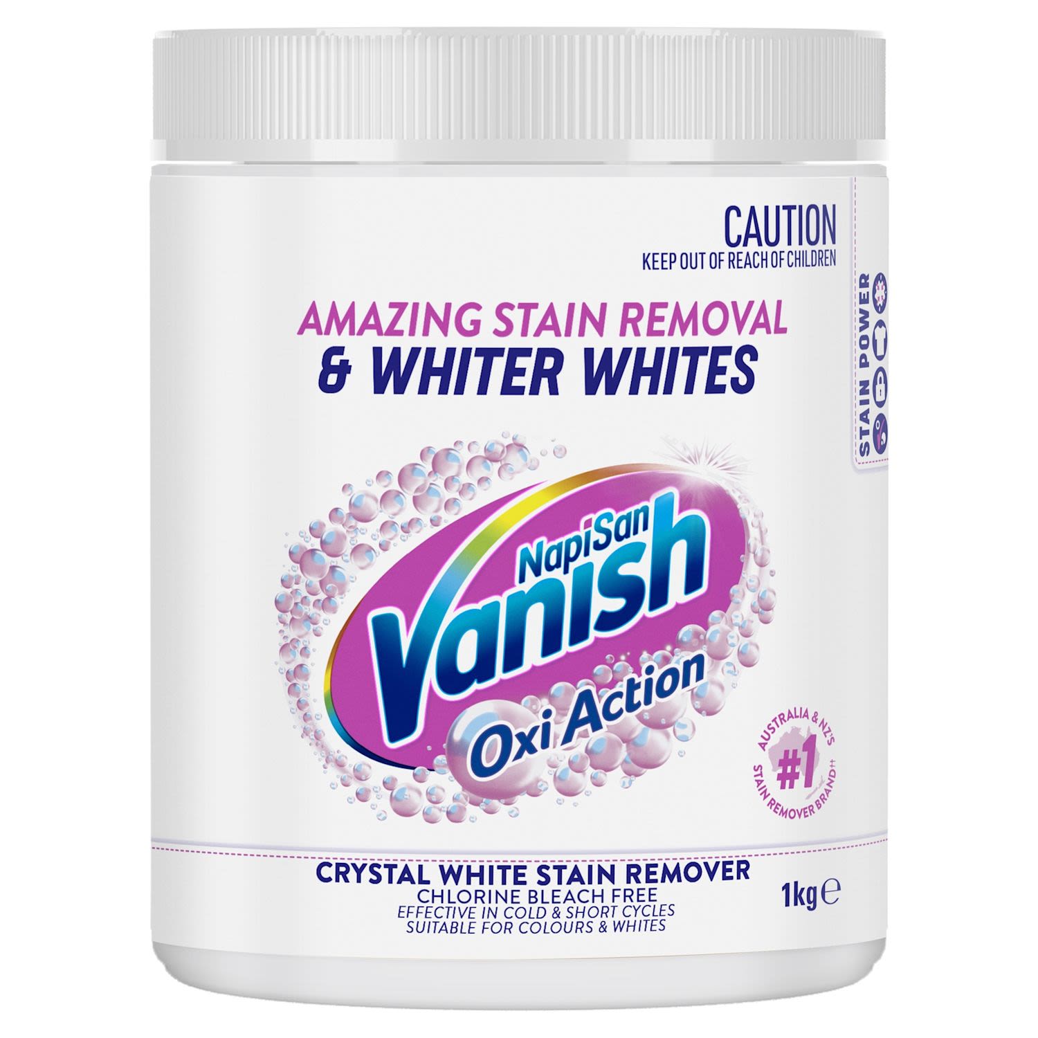 Vanish NapiSan Oxi Action Powder Fabric Stain Remover & Whitener Crystal White