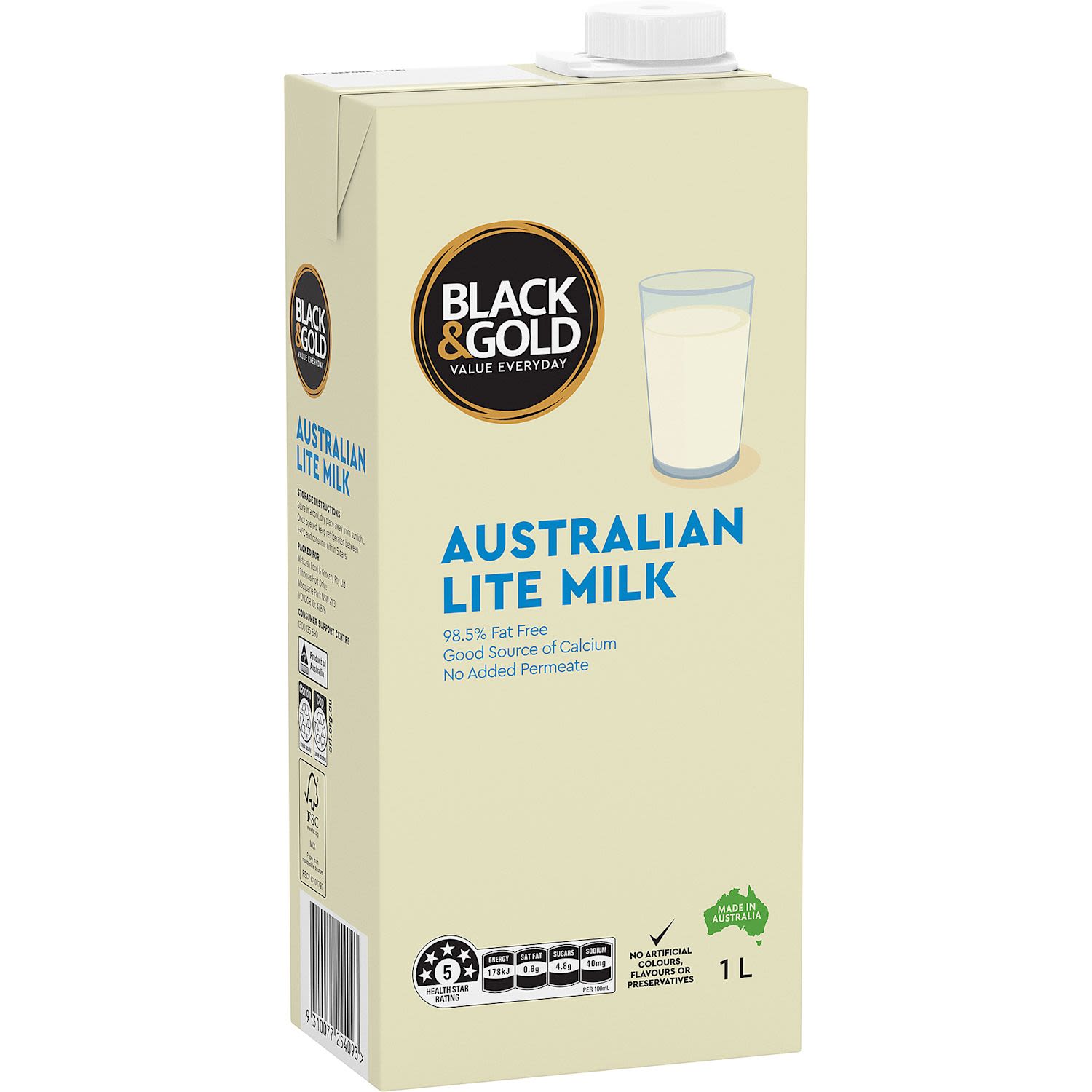 Black & Gold Low Fat Milk , 1 Litre