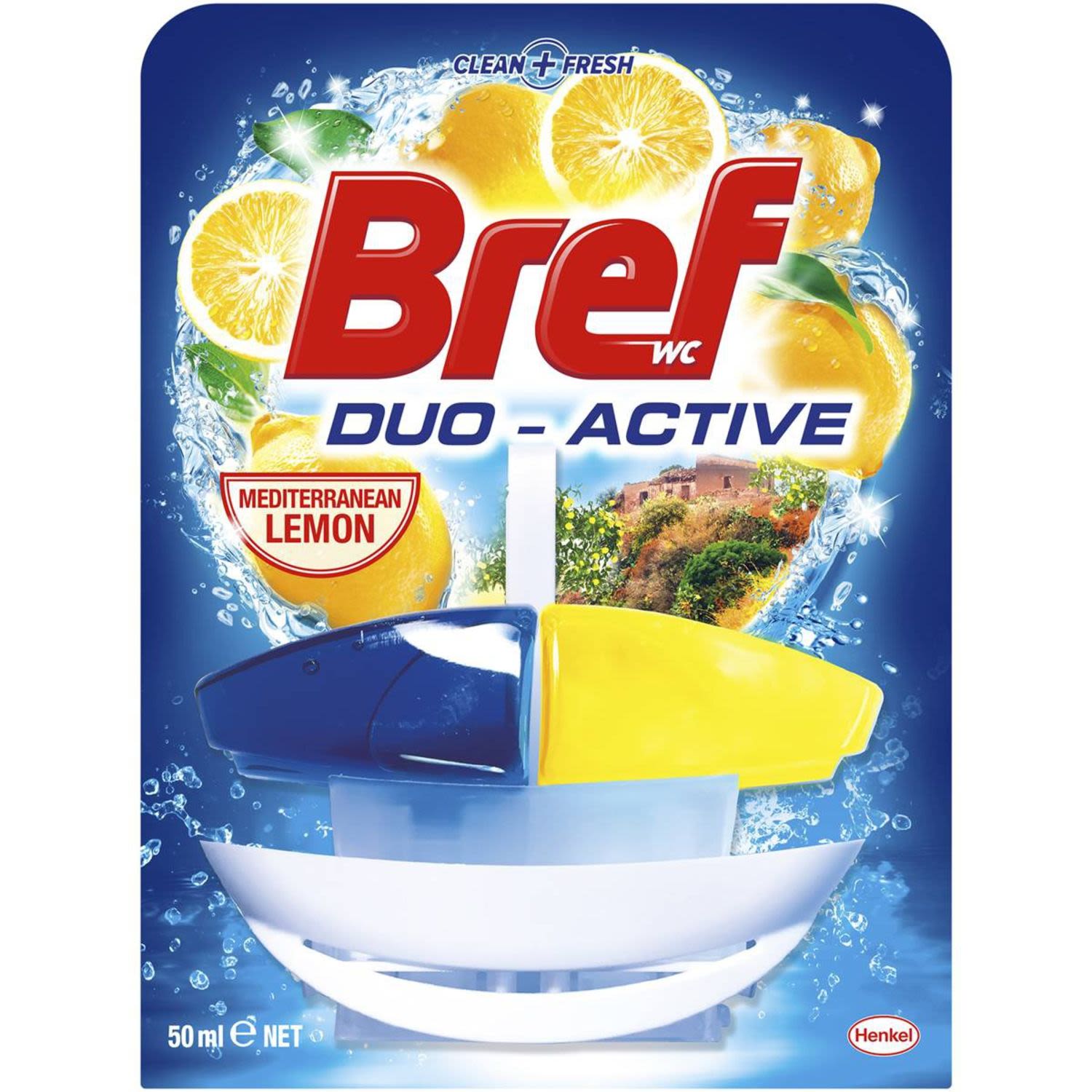 Bref Duo Active Toilet Cleaner Block Liquid Lemon, 50 Millilitre