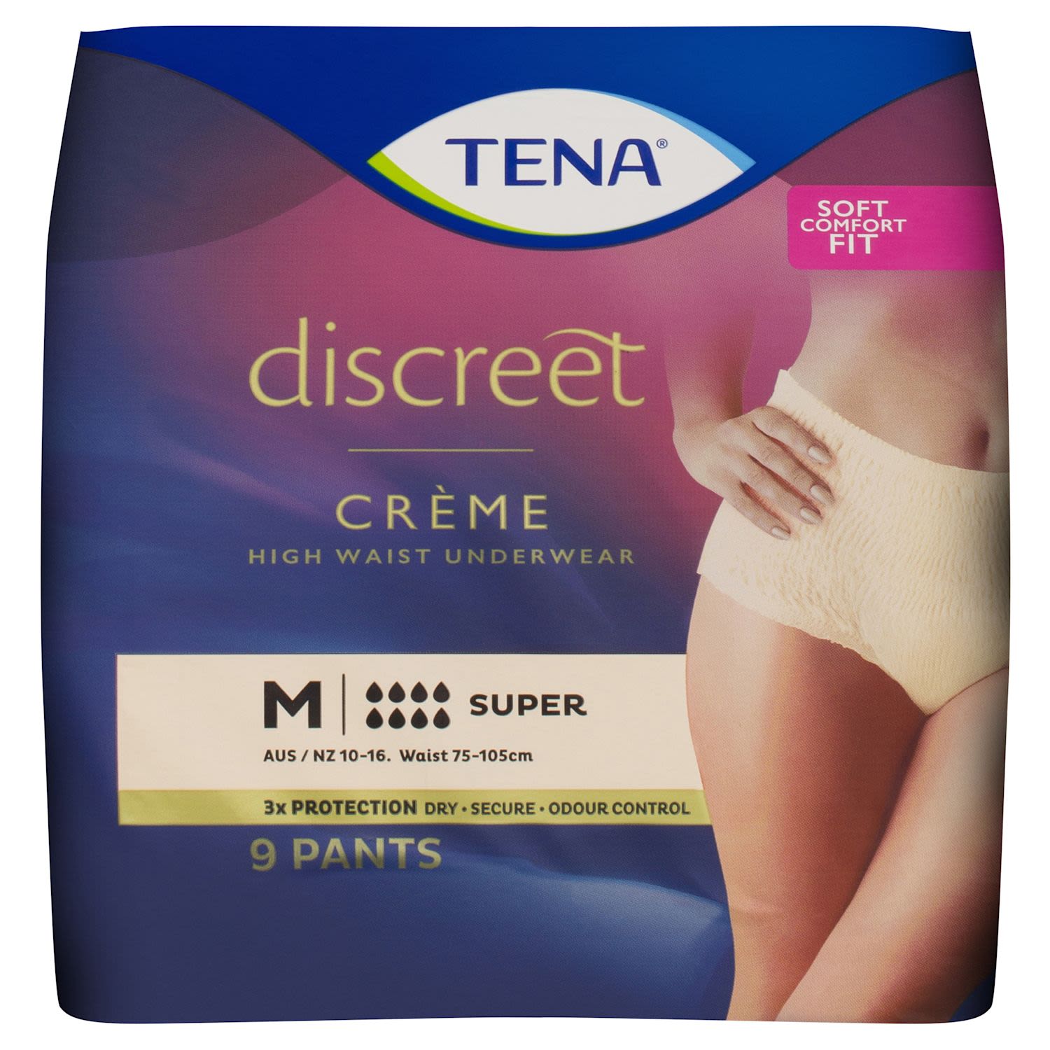 Tena Discreet High Waist Underwear Creme Super Medium