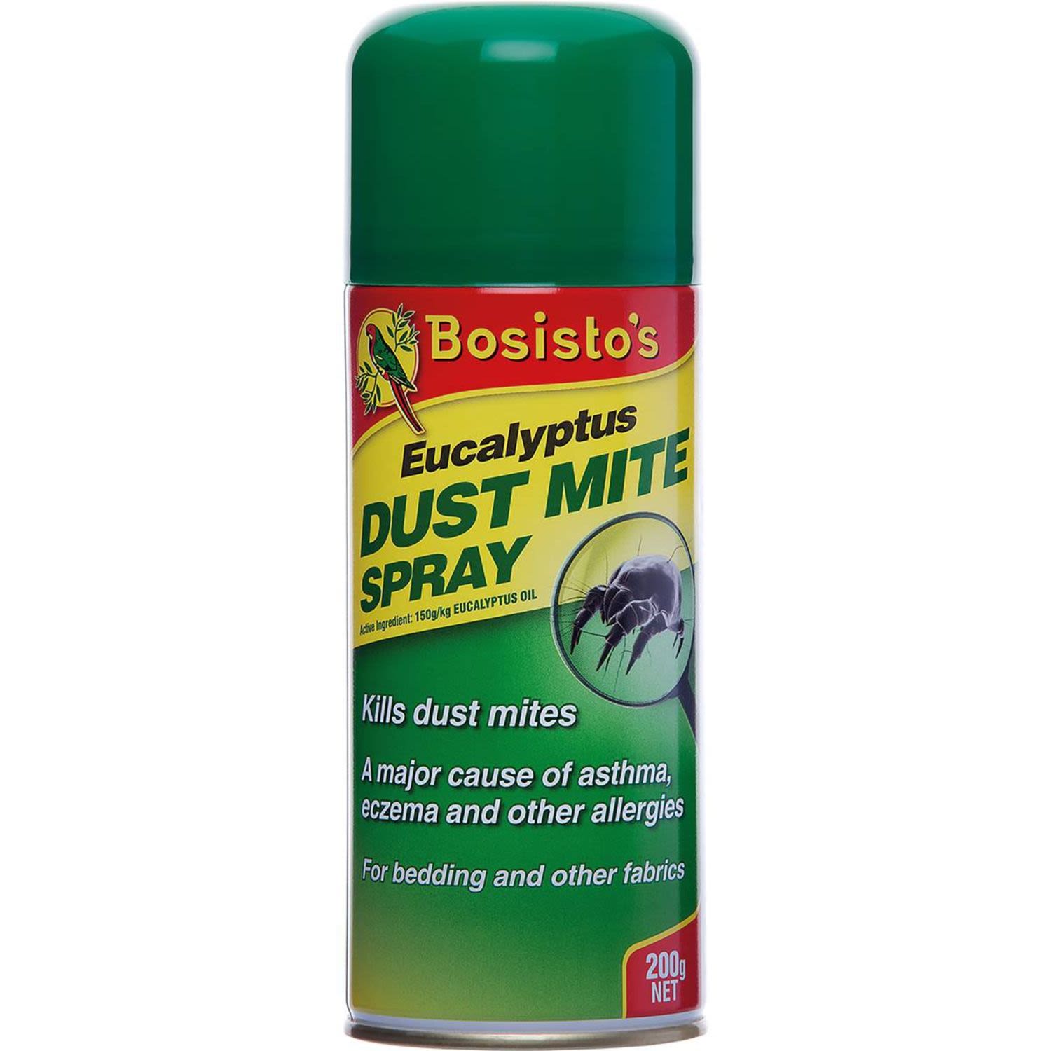 Bosisto's Eucalyptus Dust Mite Spray is specially formulated using nature’s most powerful dust mite killing substance - Eucalyptus Oil. Bosisto’s Eucalyptus Dust Mite Spray is highly effective in killing dust mites with no harsh chemicals and is ideal to be used aspart of Bosisto’s Dust Mite Control Program (including Bosisto’s Dust Mite Wash and Allergen Laundry Liquid) for ongoing allergy control.<br /> <br />