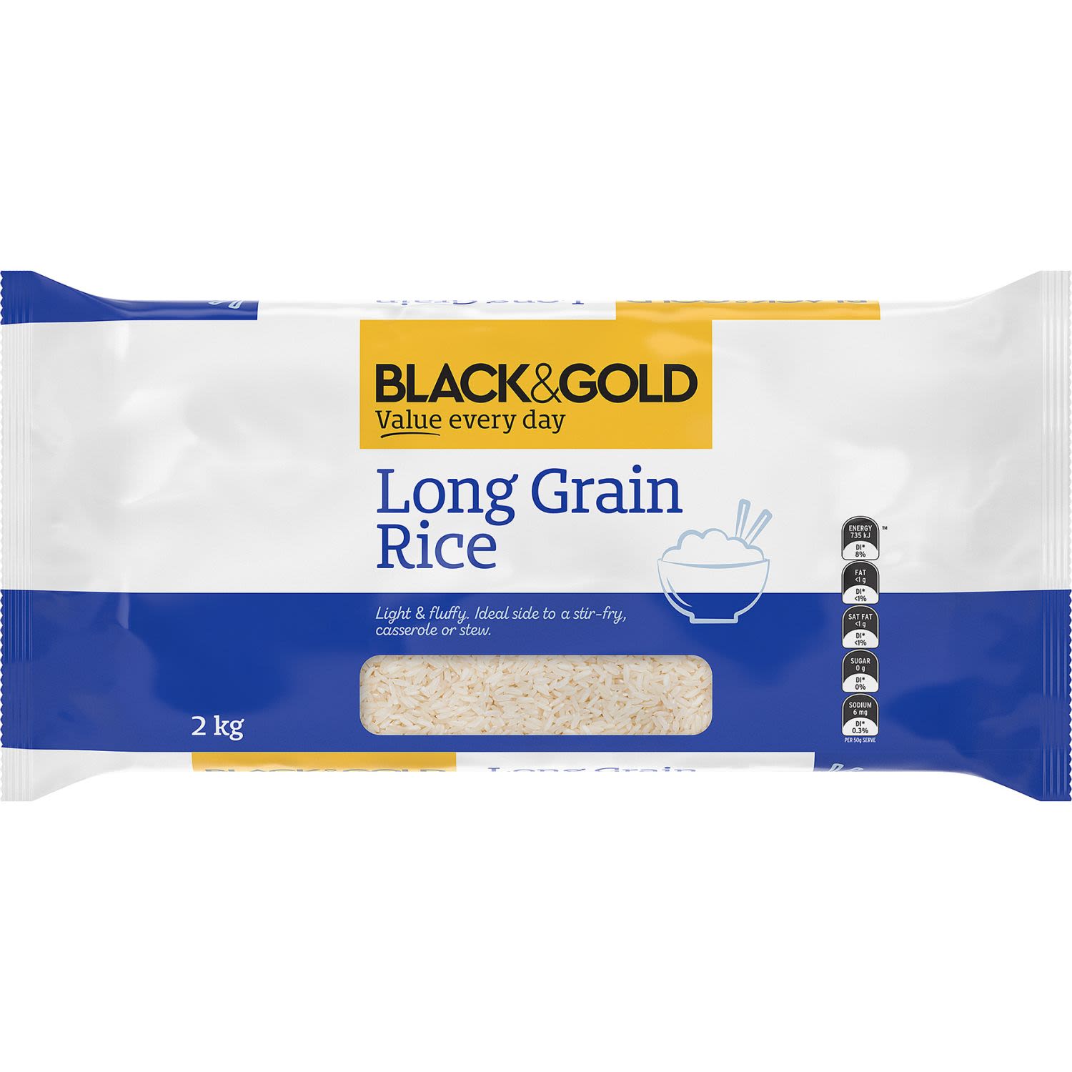 Black & Gold Long Grain Rice, 2 Kilogram