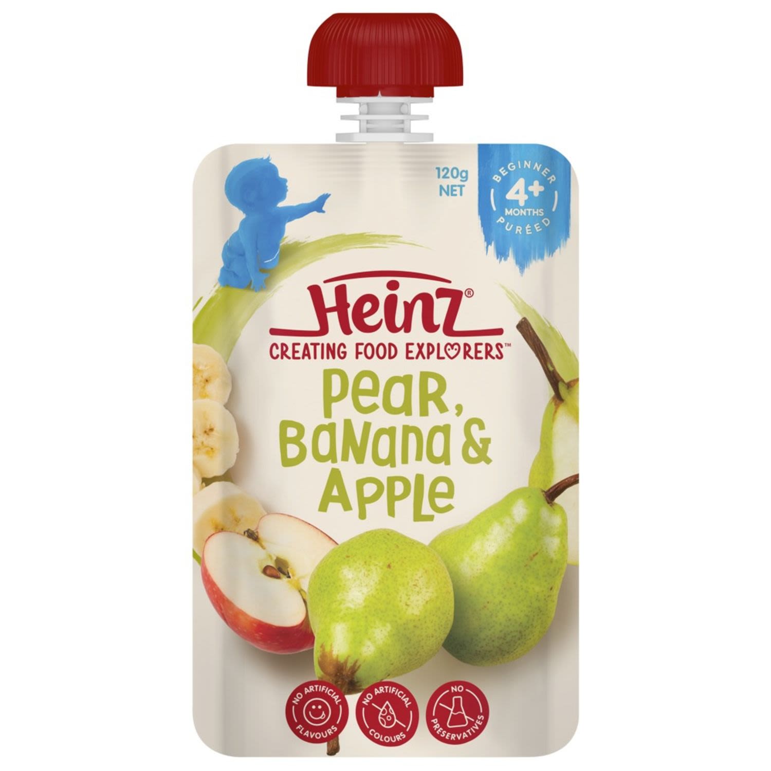 Heinz Pureed Simply Pear, Banana & Apple, 120 Gram