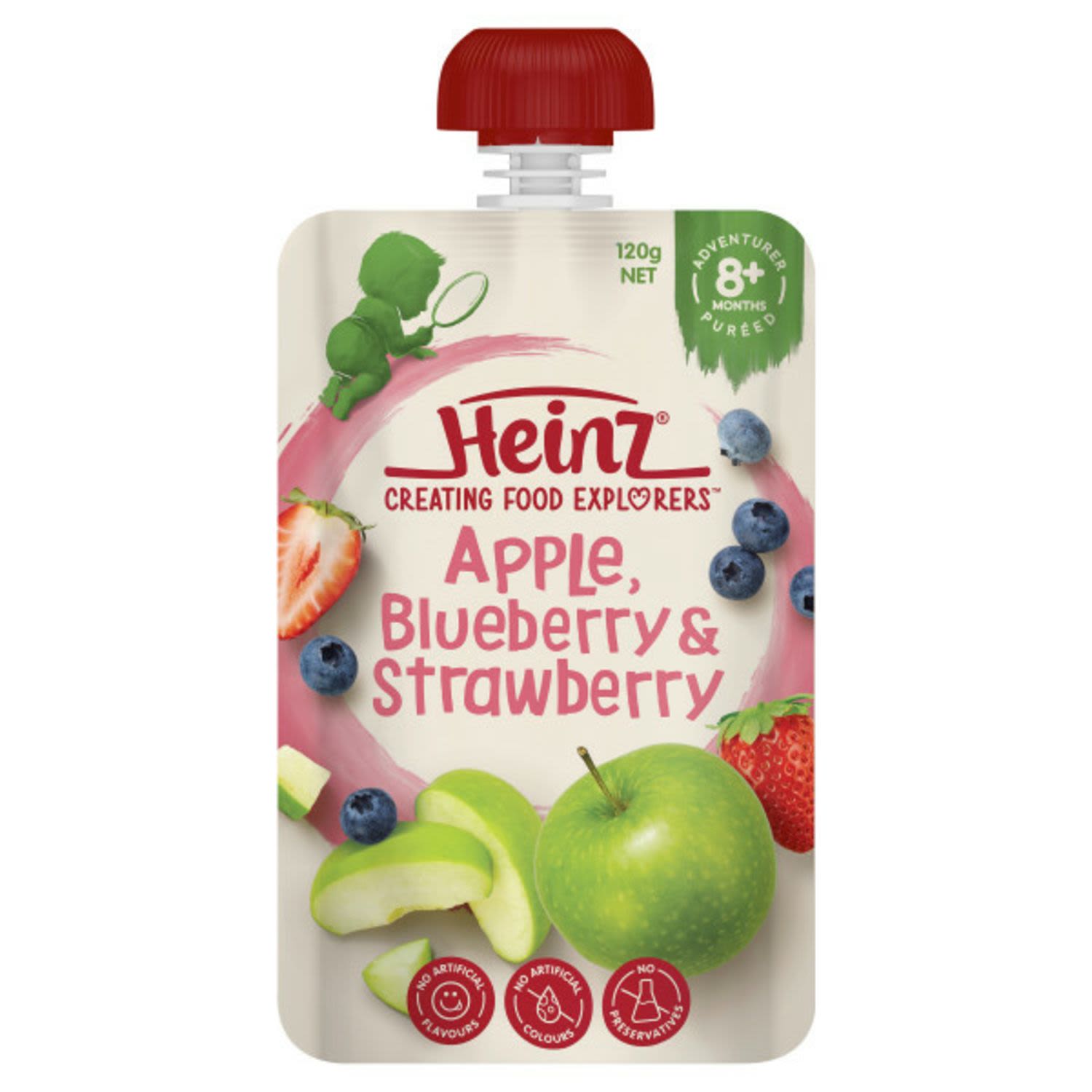 Heinz 8 Months+ Apple, Blueberry & Strawberry, 120 Gram