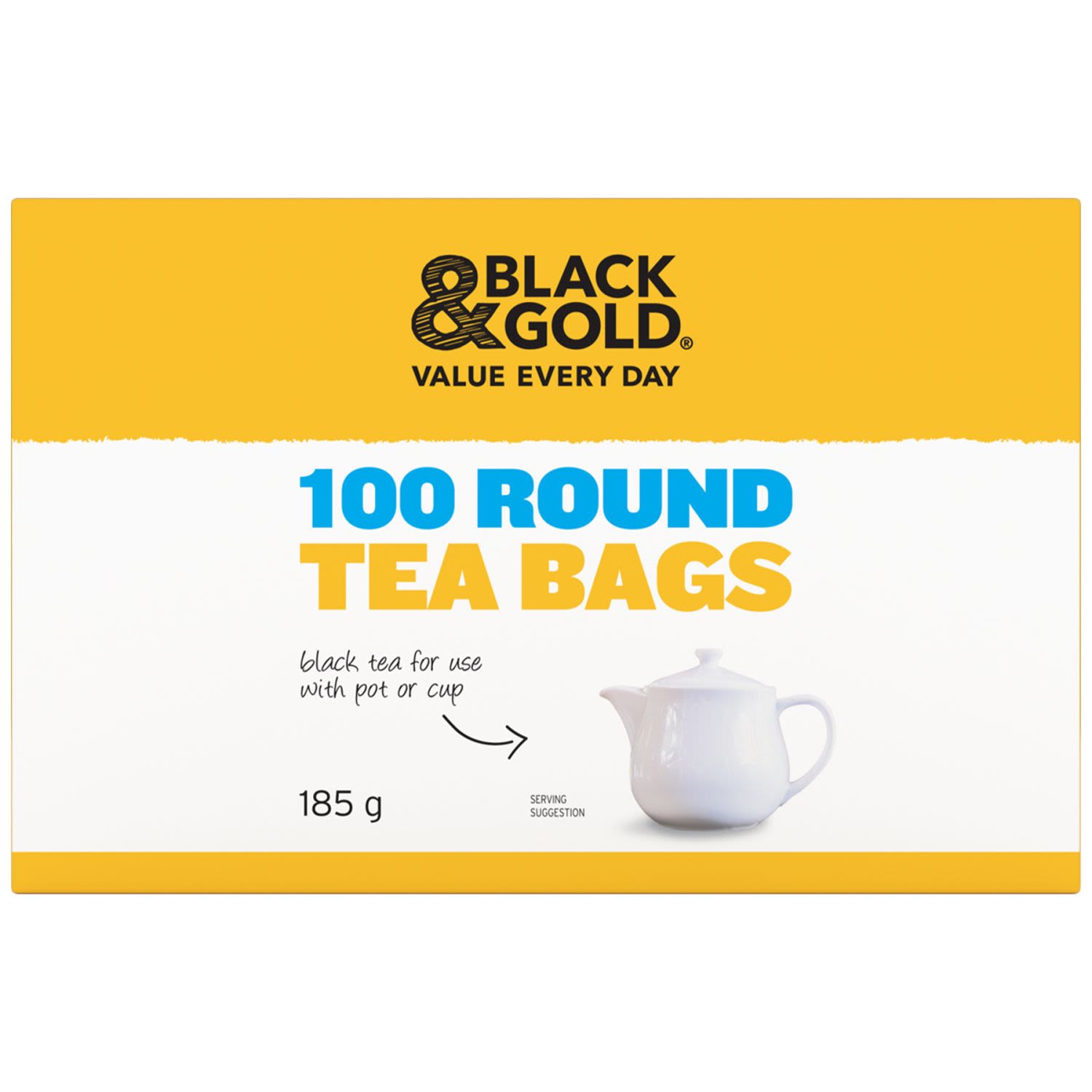 Black & Gold Round Tea Bags, 100 Each