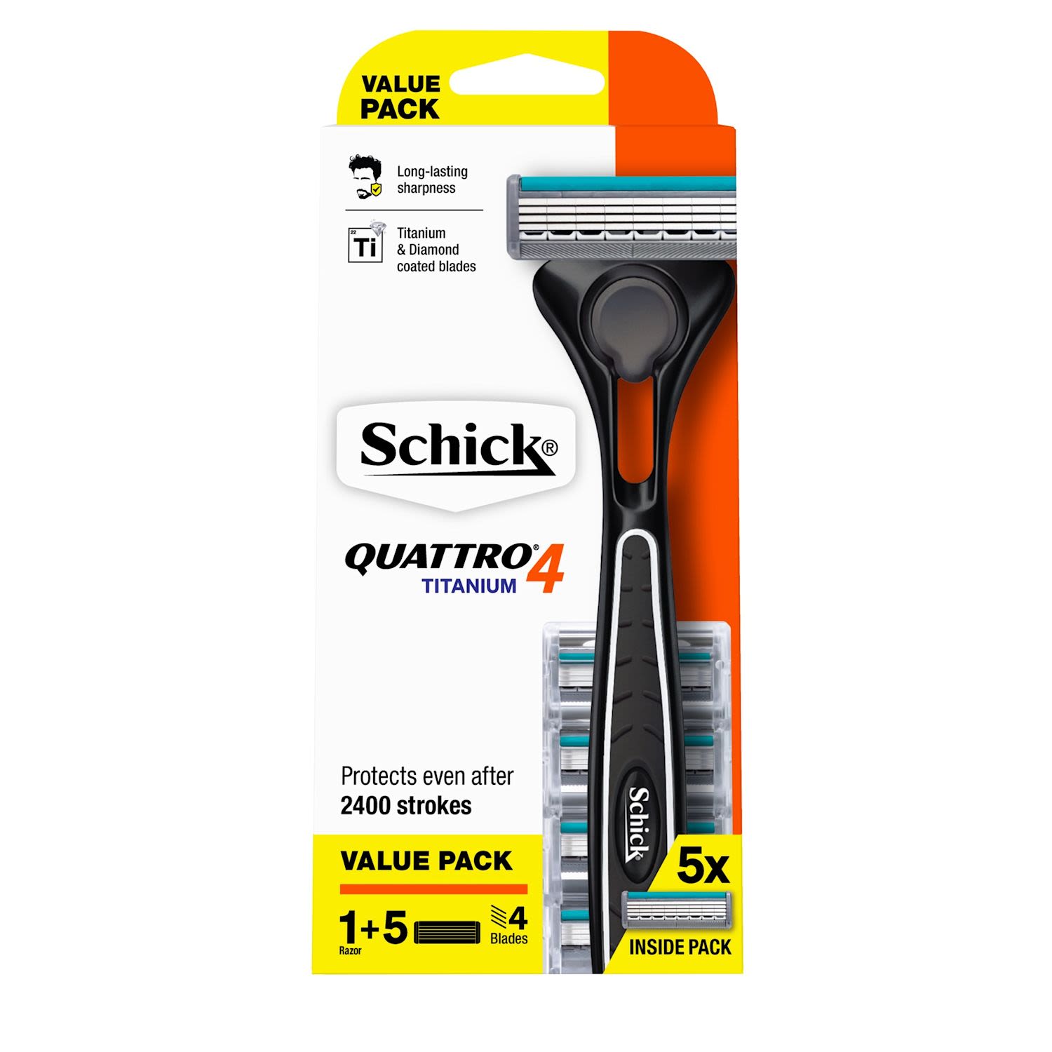 Schick Quattro Titanium Disposable Razor System 4 Kit+5 Value Pack