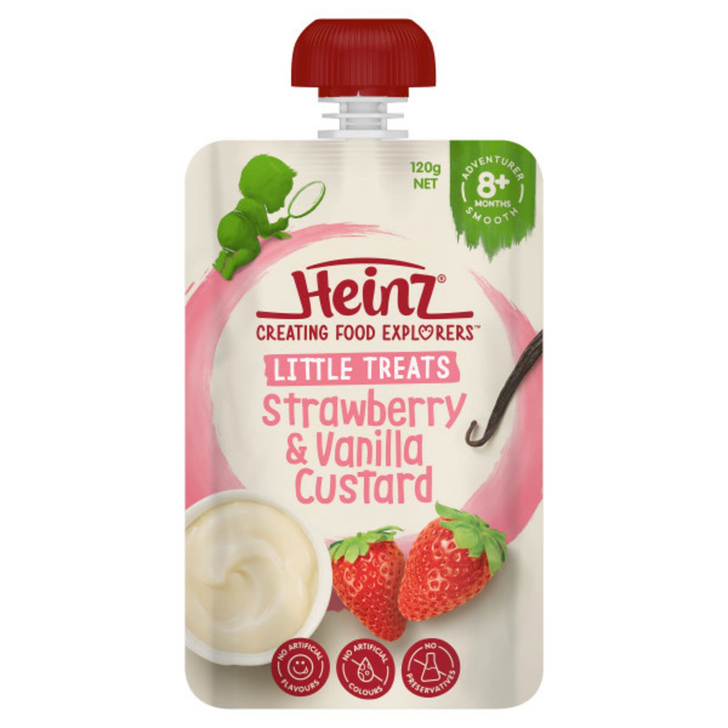 Heinz 8 Months+ Strawberry & Vanilla Custard, 120 Gram