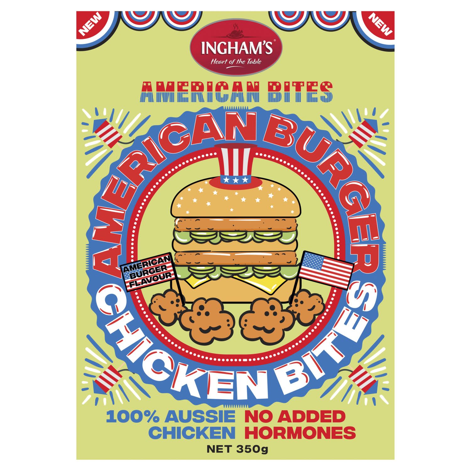 Ingham's American Burger Chicken Bites, 350 Gram