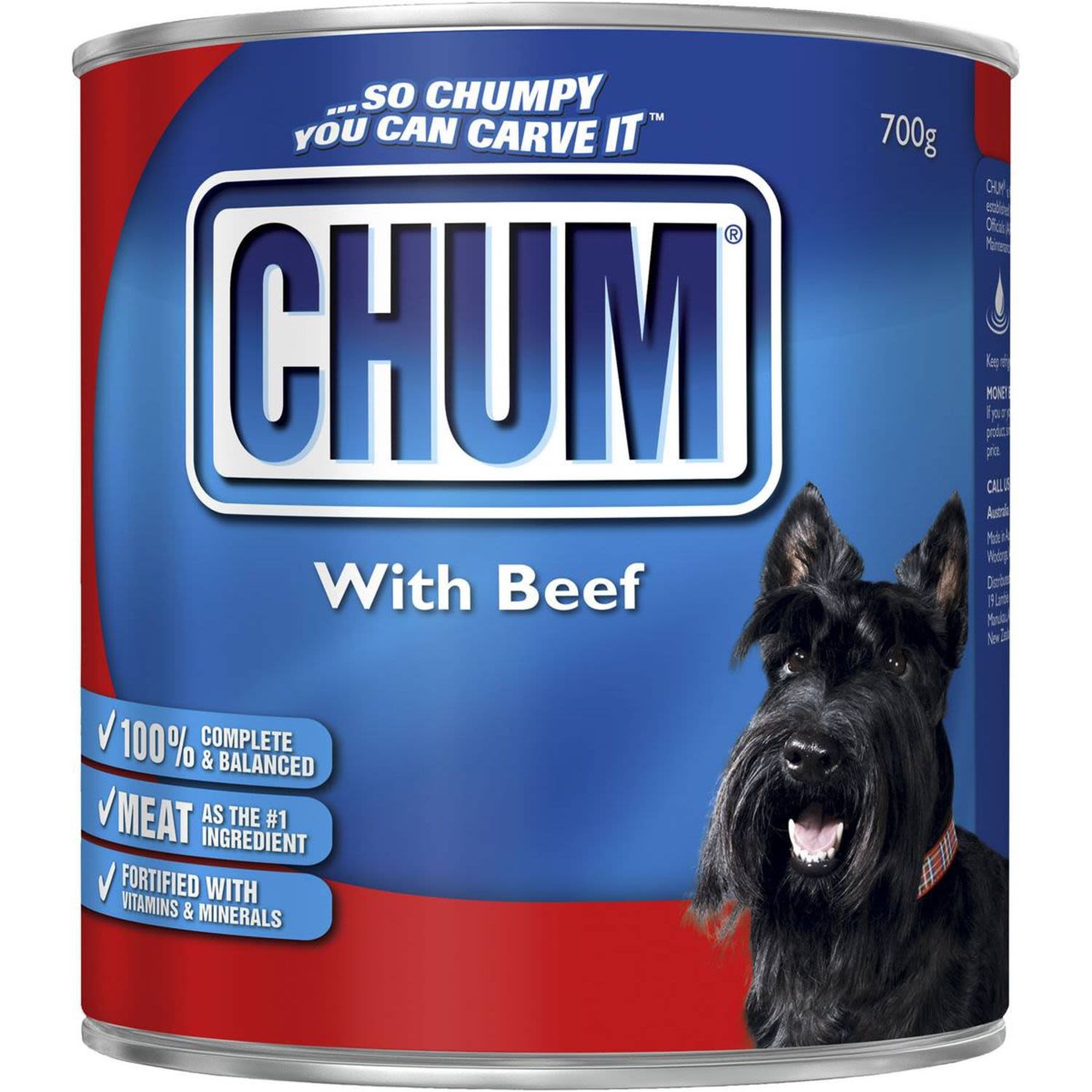 Chum Adult Dog Food Beef, 700 Gram