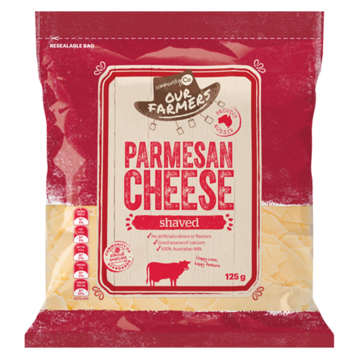 Community Co Shaved Parmesan Cheese, 125 Gram