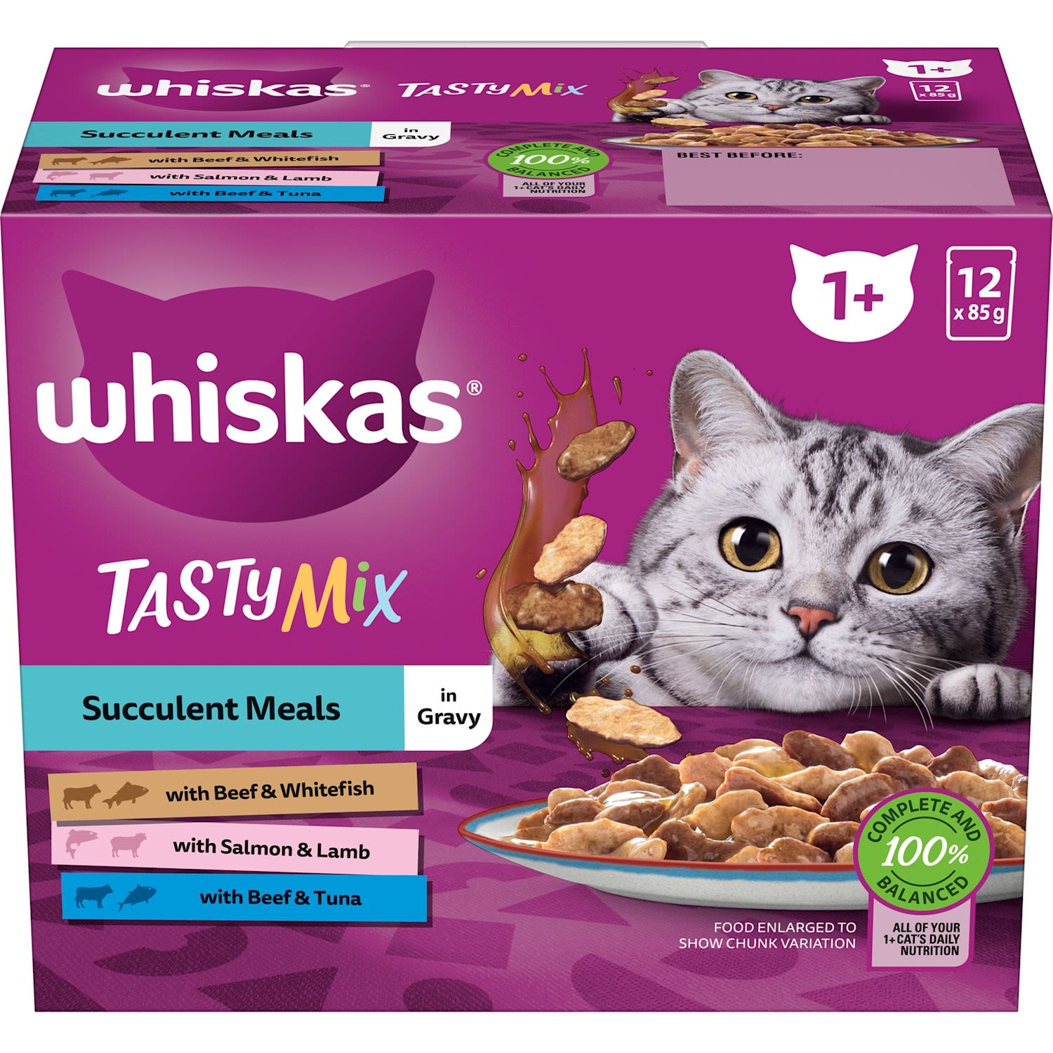 Whiskas Tasty Mix Succulent Meals Chunks In Gravy