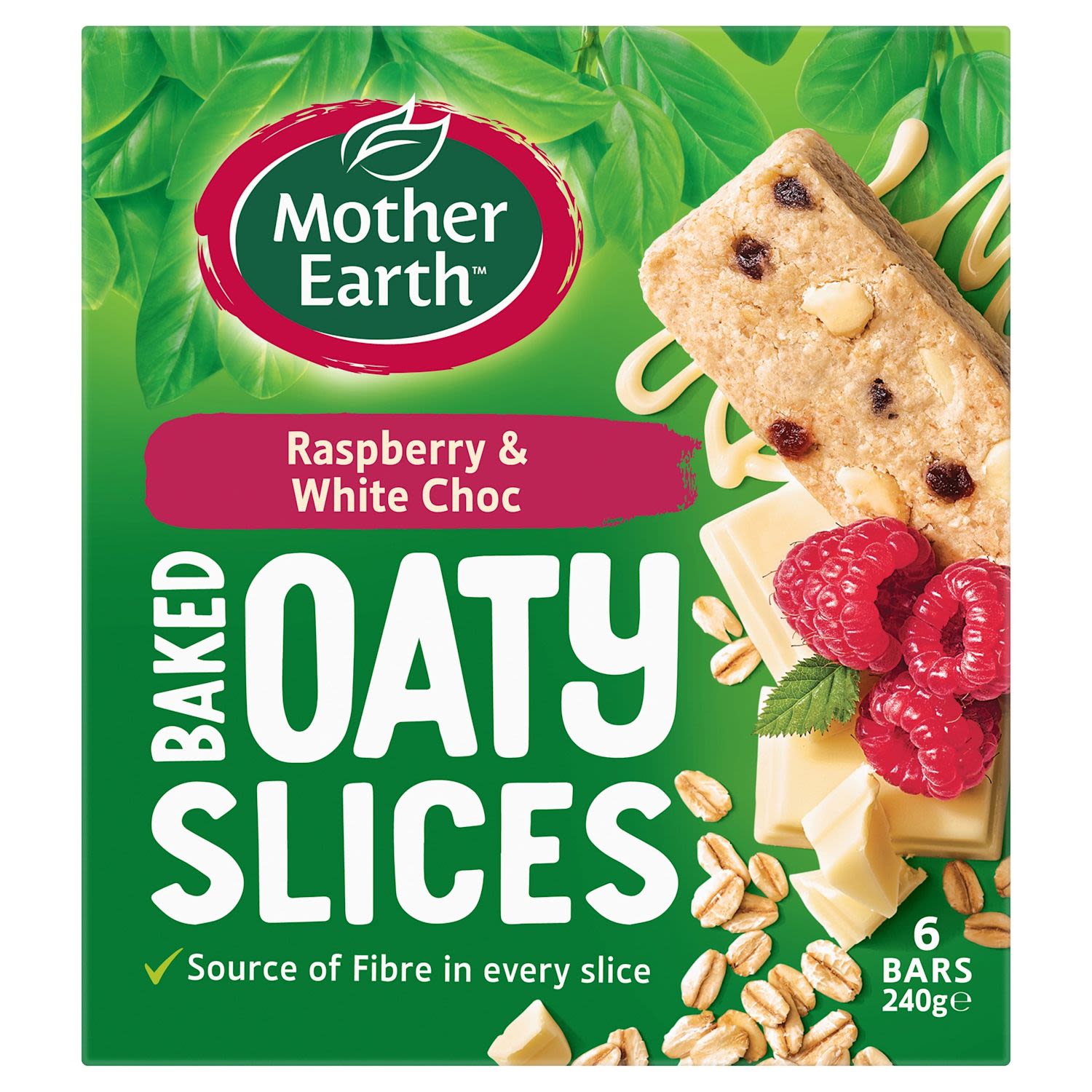 Mother Earth Golden Baked Oaty Slice Raspberry Chocolate
