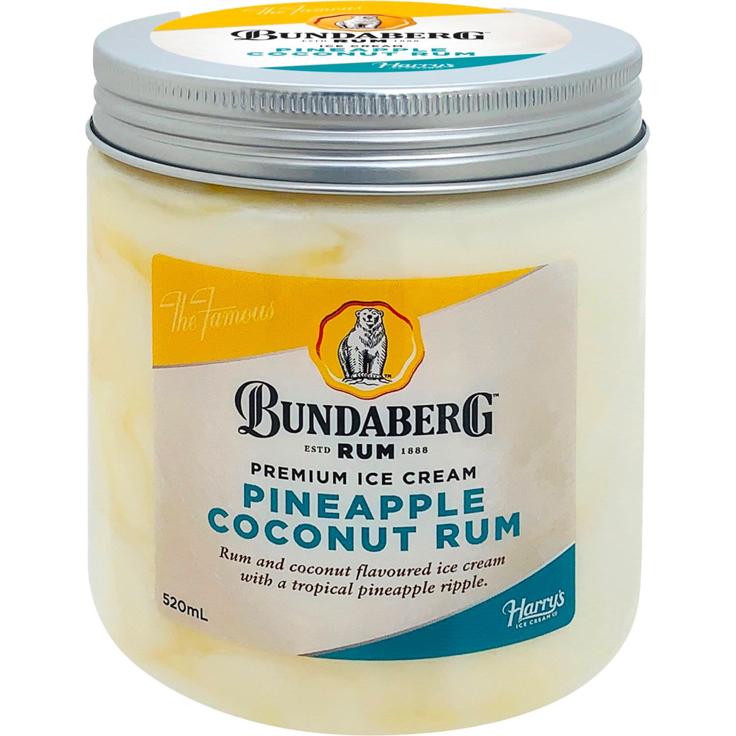Bundaberg Pineapple Coconut Rum Ice Cream, 520 Millilitre