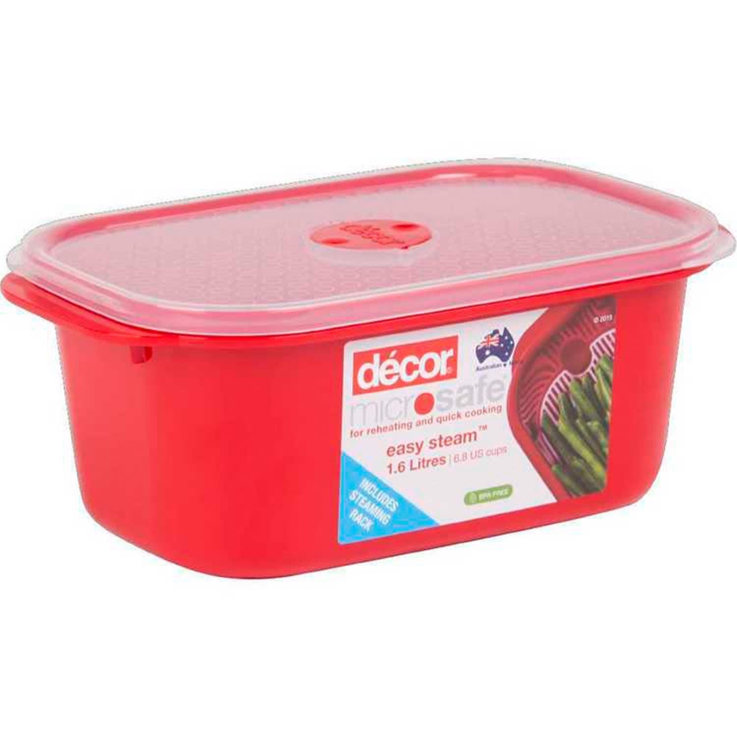Decor Microsafe Oblong Container With Steaming Rack 1.6 L, 1 Each