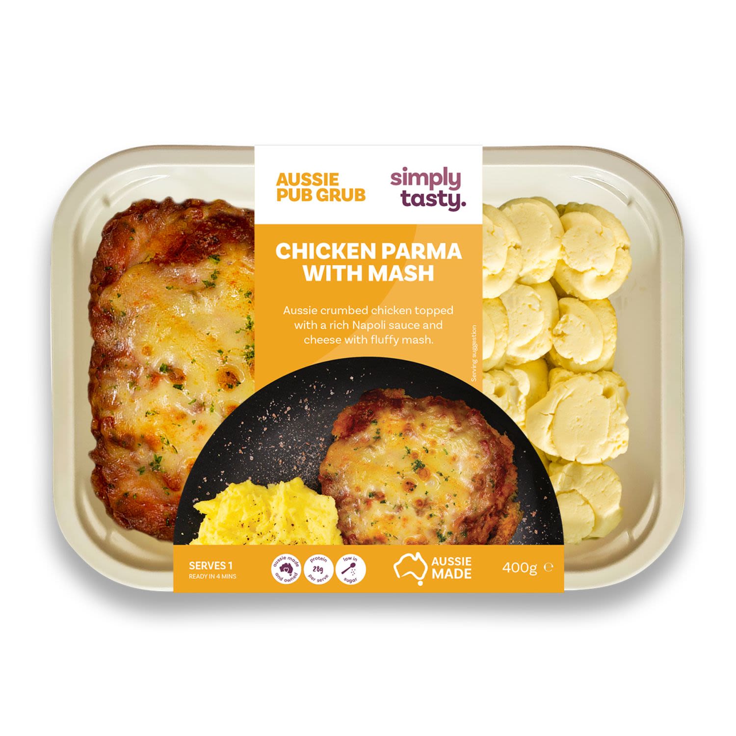Simply Tasty Chicken Parmi & Mash
