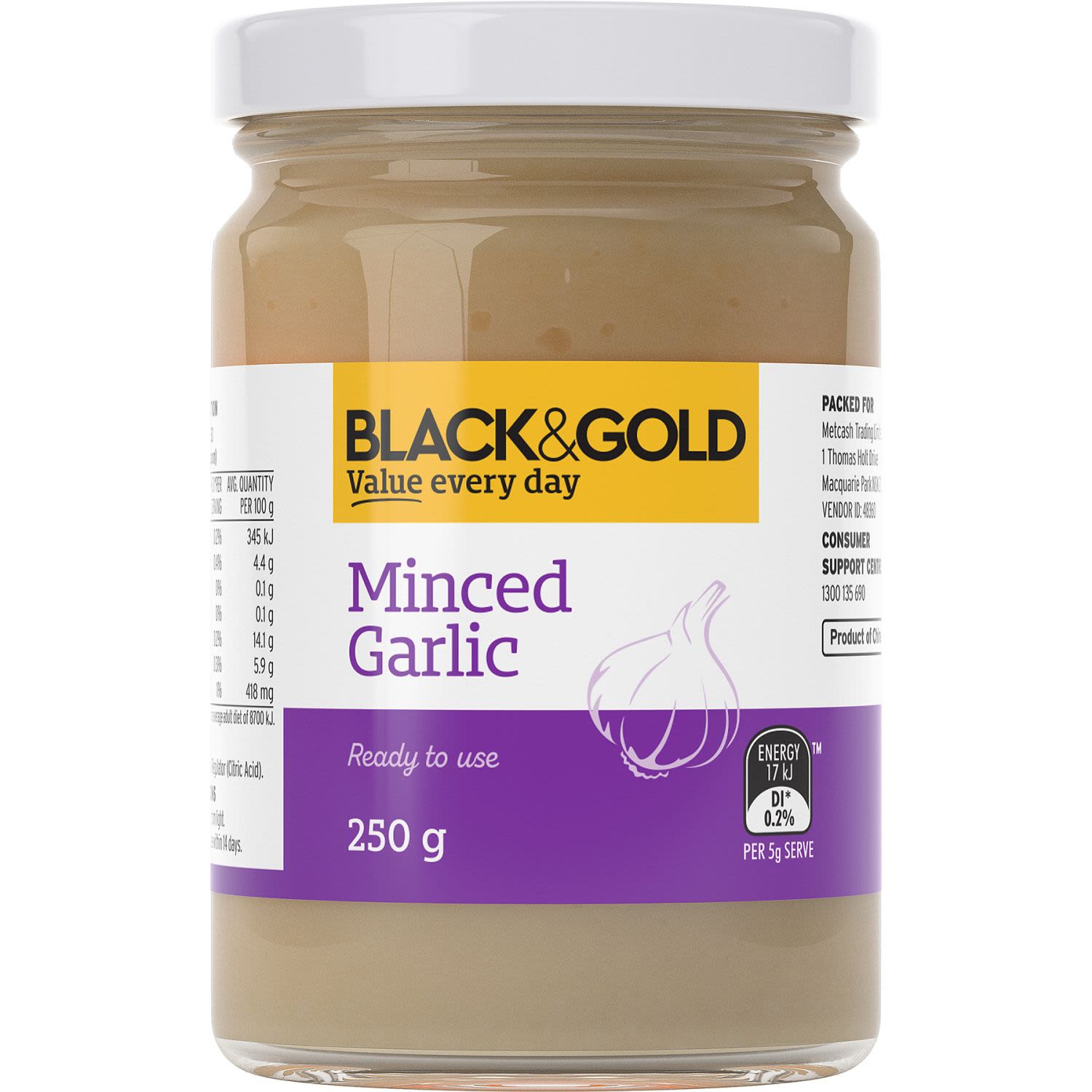Black & Gold Minced Garlic, 250 Gram