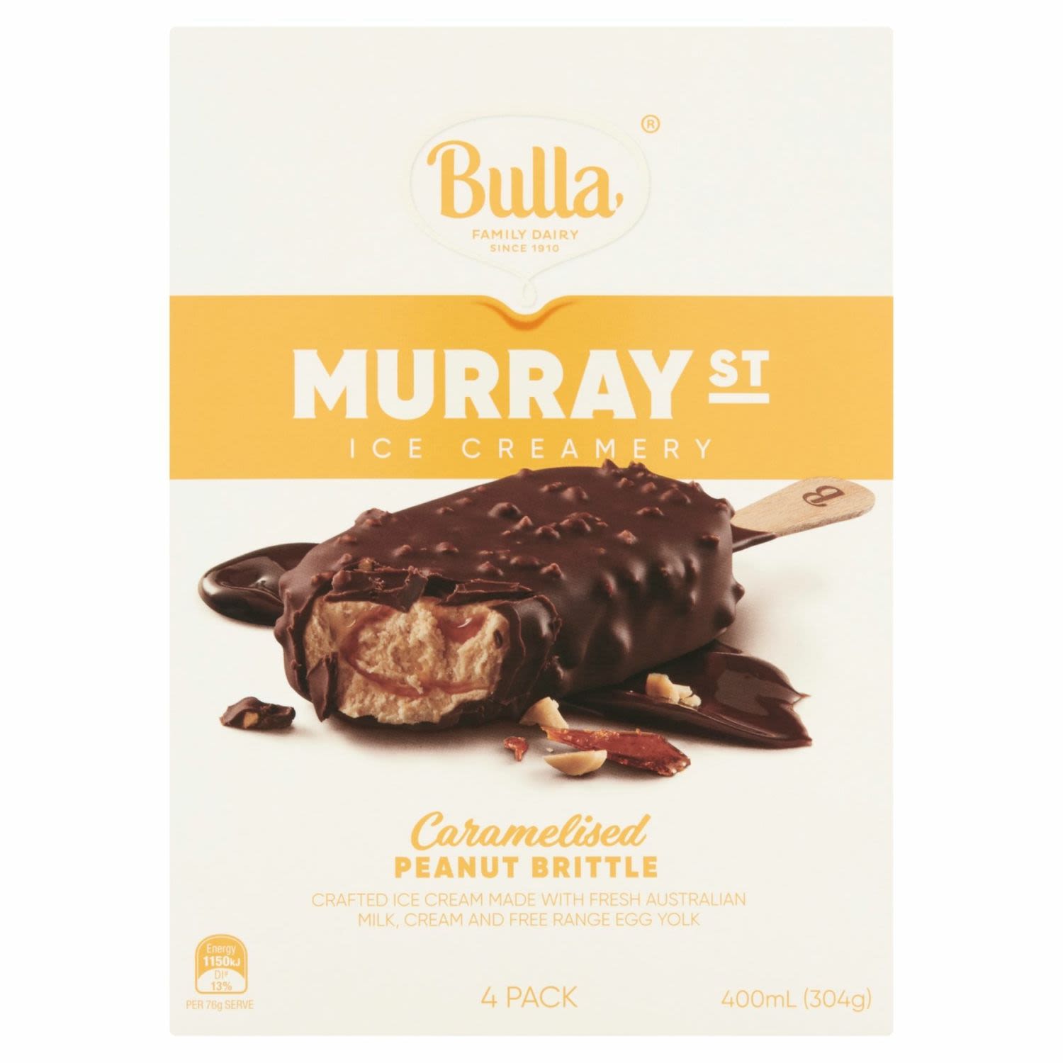 Bulla Murray Street Caramelised Peanut Brittle, 4 Each