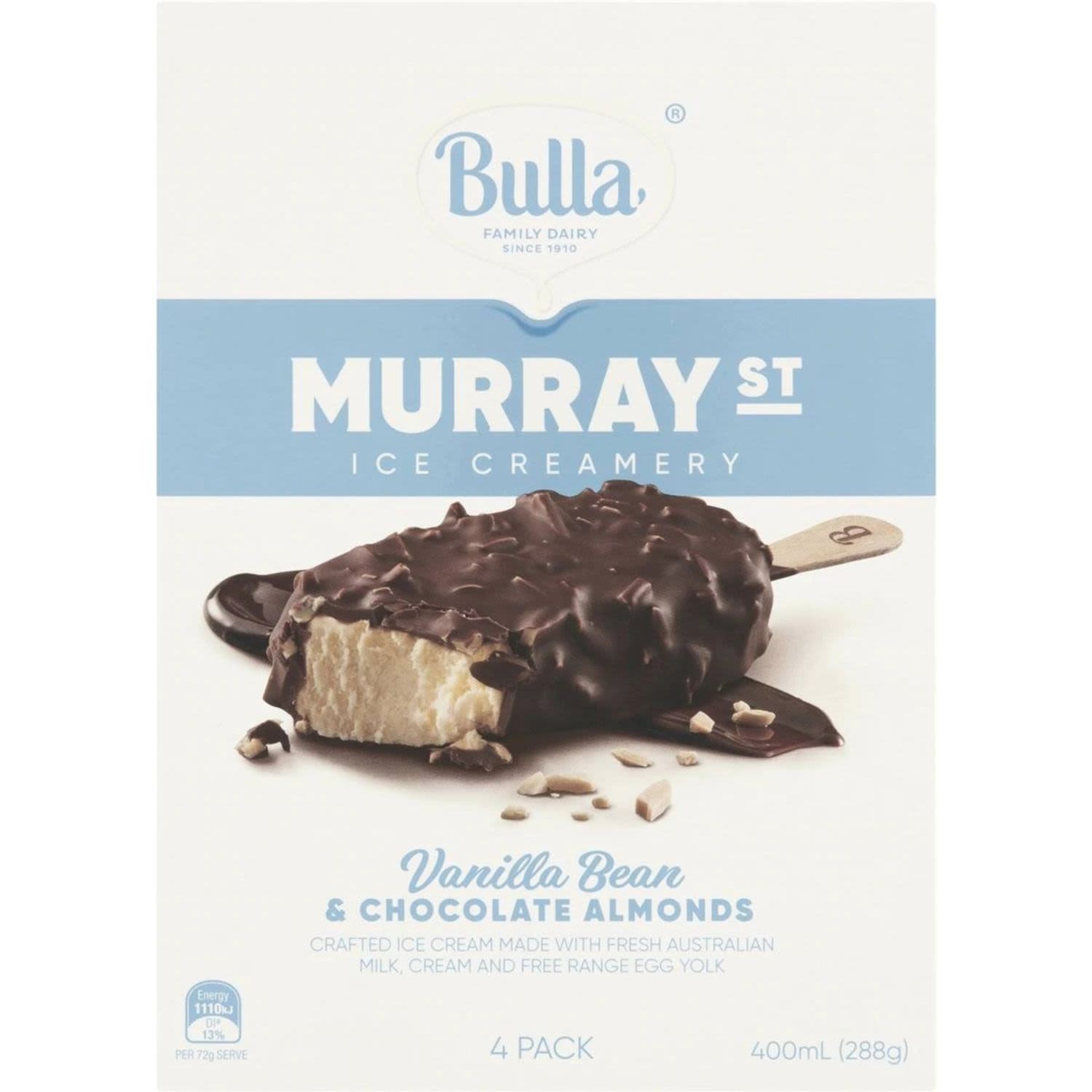 Bulla Murray Street Vanilla Bean & Chocolate Almond, 4 Each