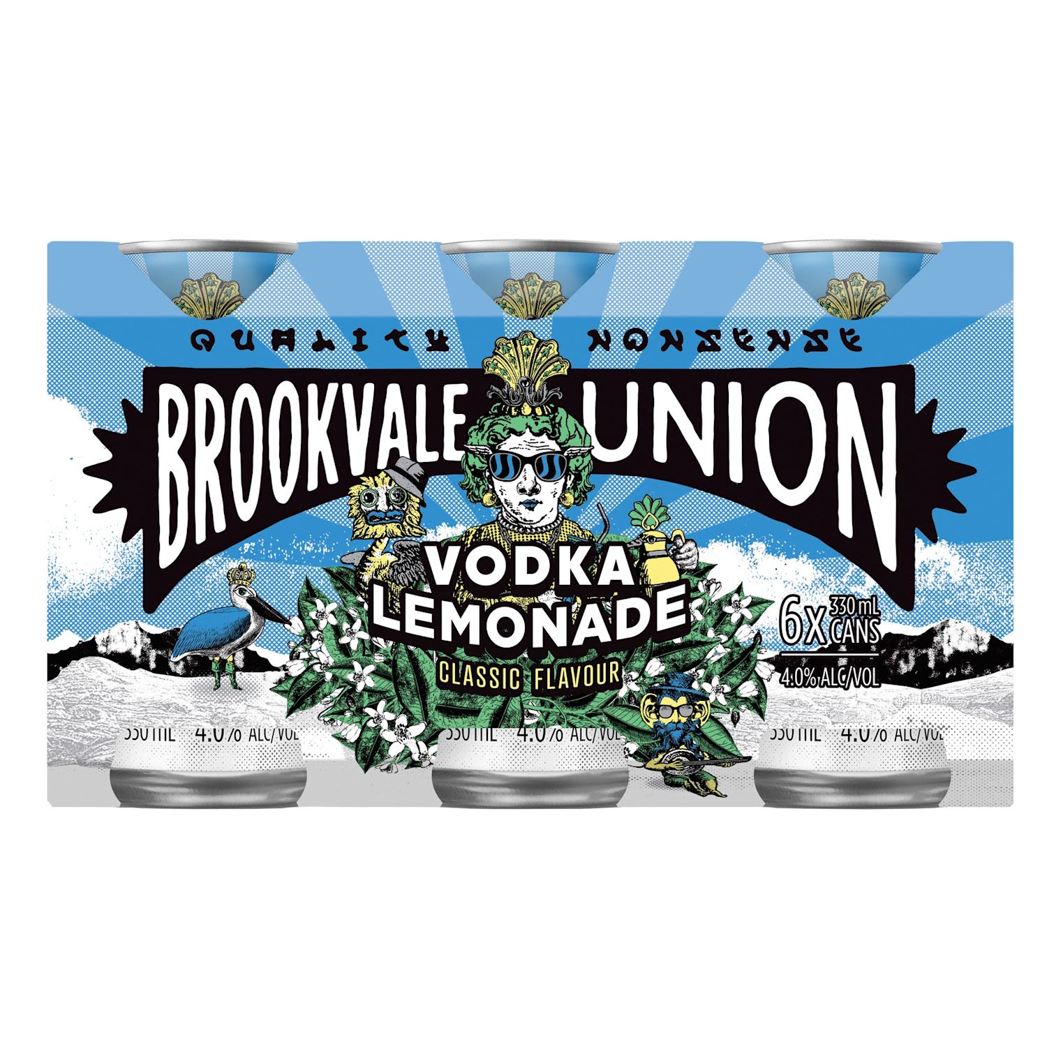 Brookvale Union Vodka Lemonade 4% Can 330mL 6 Pack