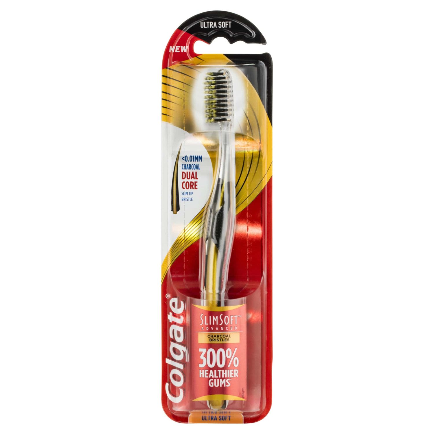 Colgate Slim Soft Advanced Charcoal with Charcoal infused bristles Ultra Soft Toothbrush, 1 Each