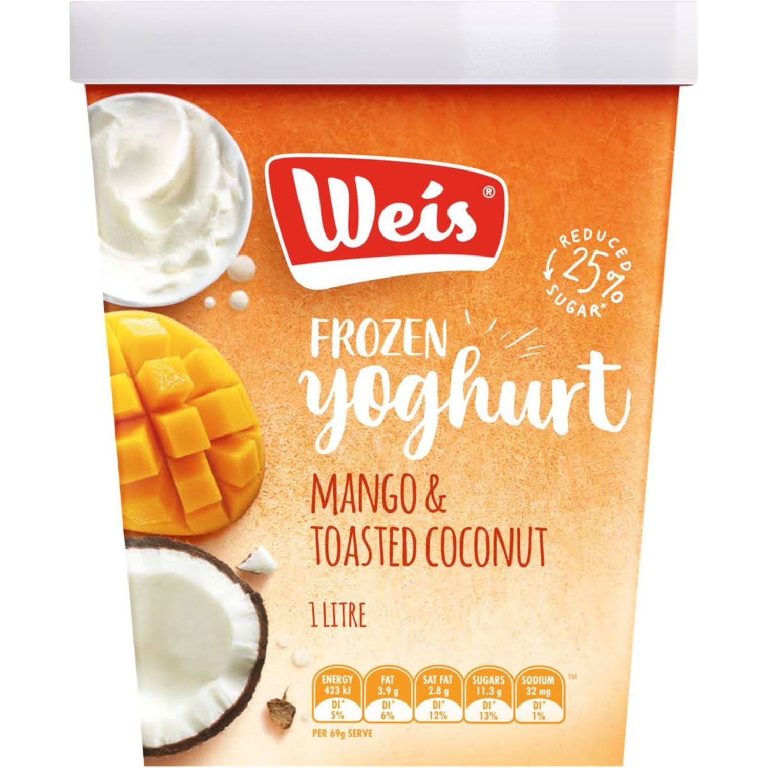 Weis Mango & Toasted Coconut Frozen Yoghurt, 1 Litre