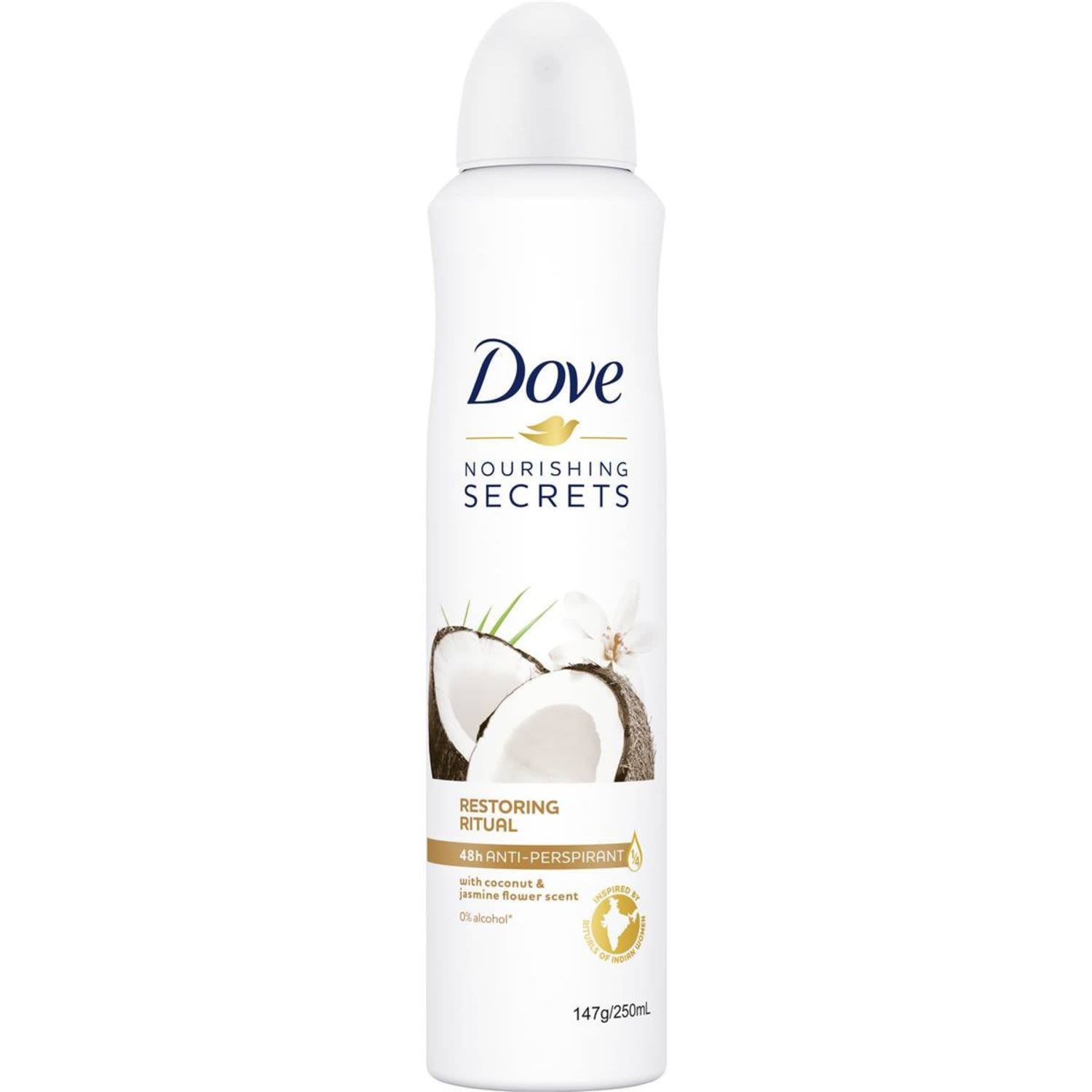 Dove Antiperspirant Aerosol Deodorant Coconut Jasmine, 250 Millilitre