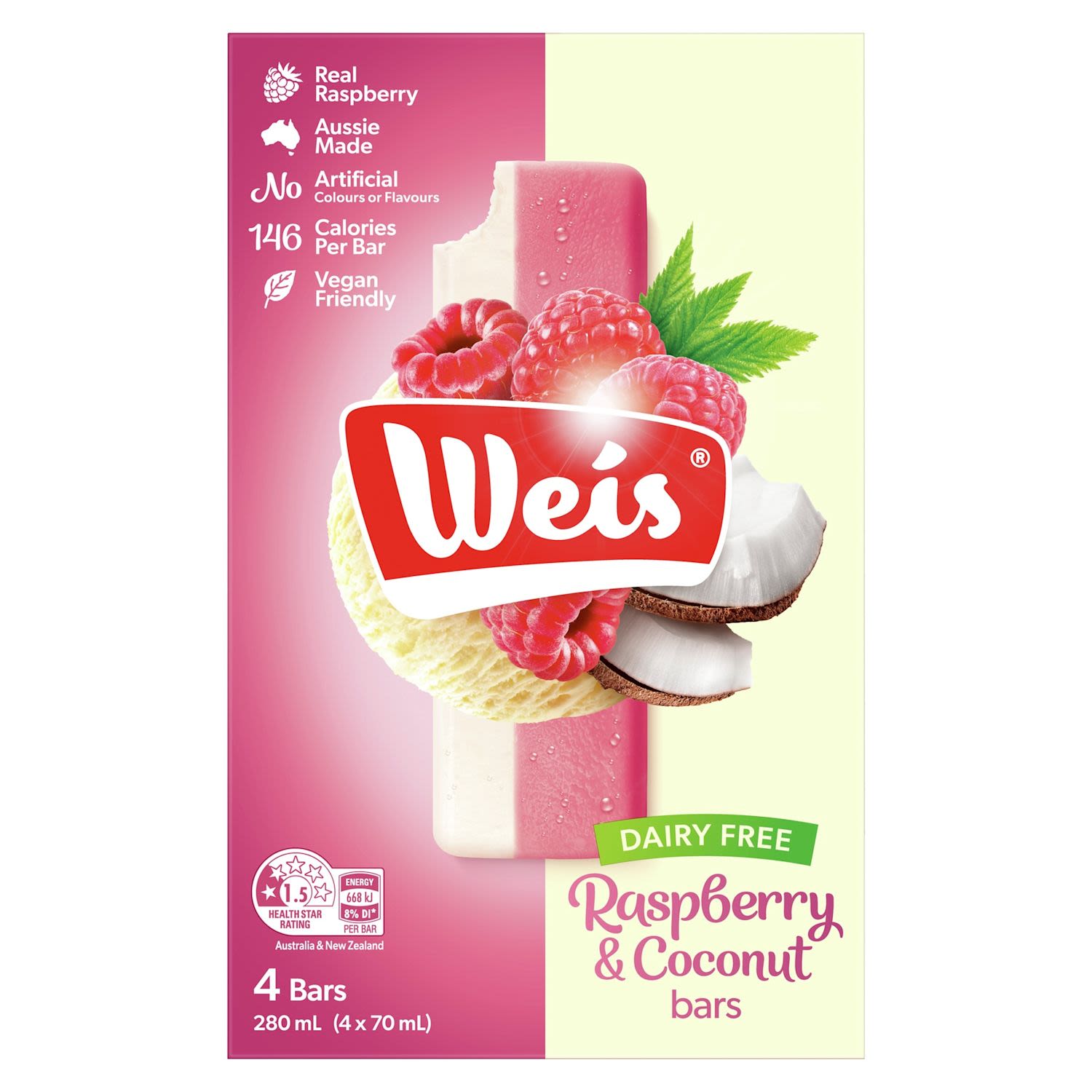 Weis Dairy Free Frozen Dessert Raspberry Coconut
