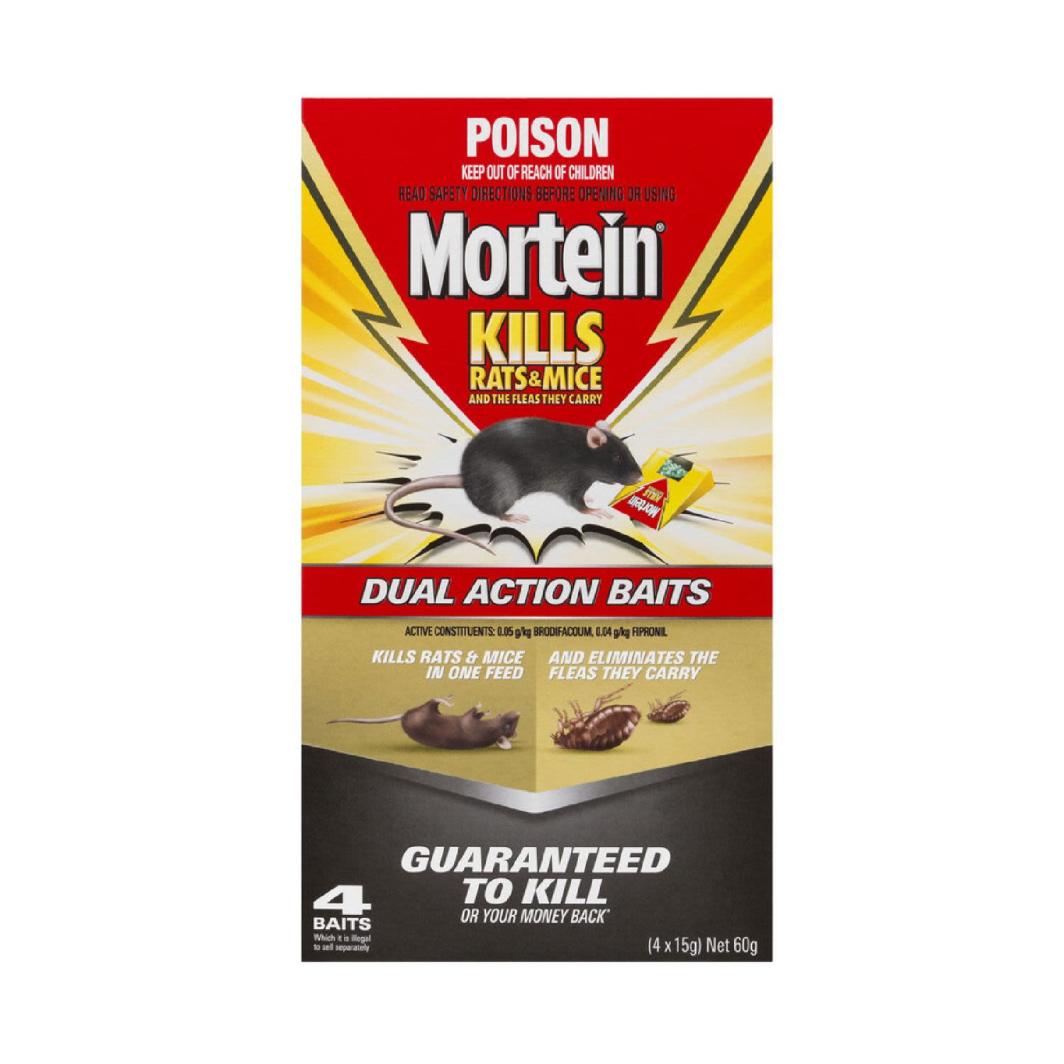 Mortein Rat Kills & Mice Dual Action Baits 4 Pack, 4 Each