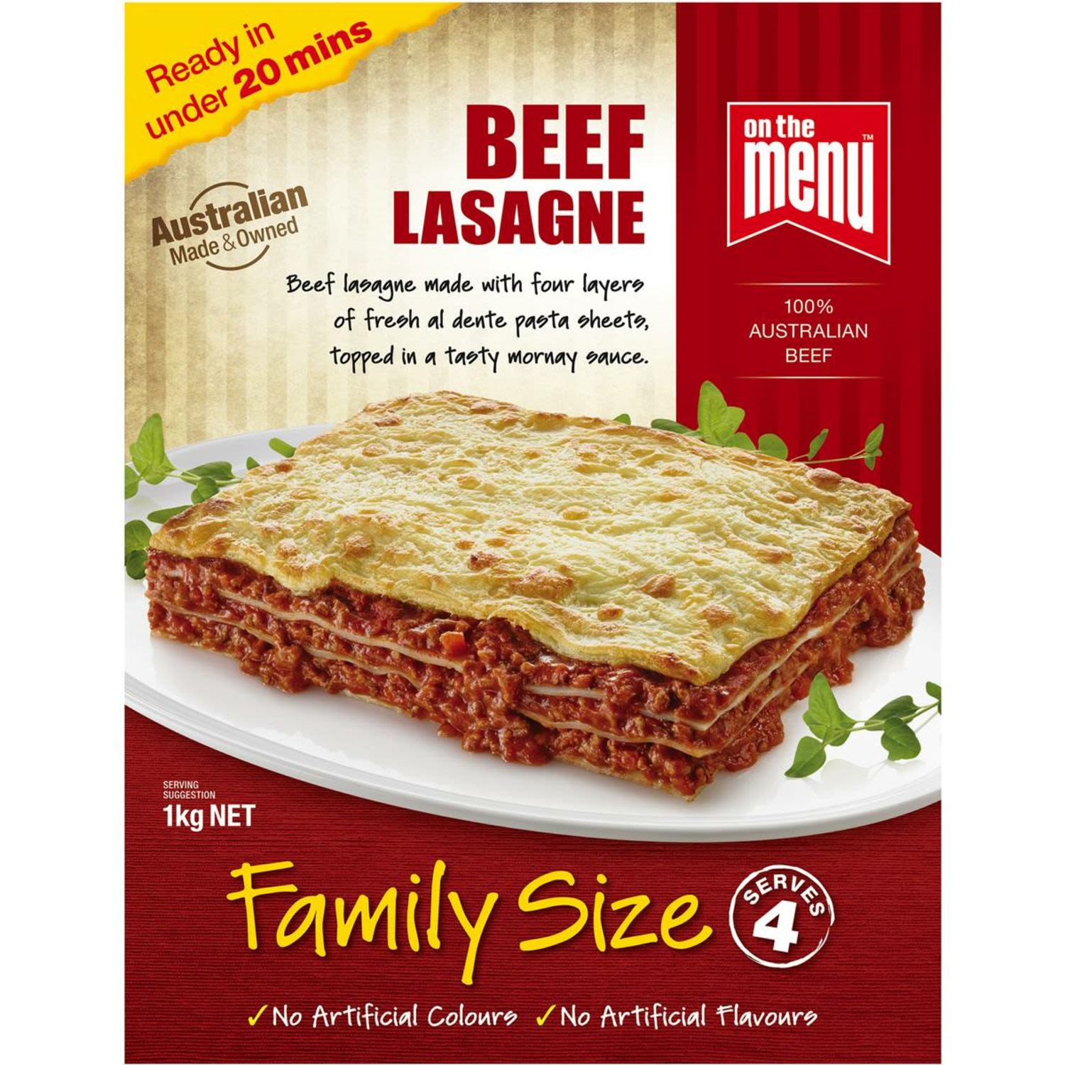 On The Menu Beef Lasagne, 1 Kilogram