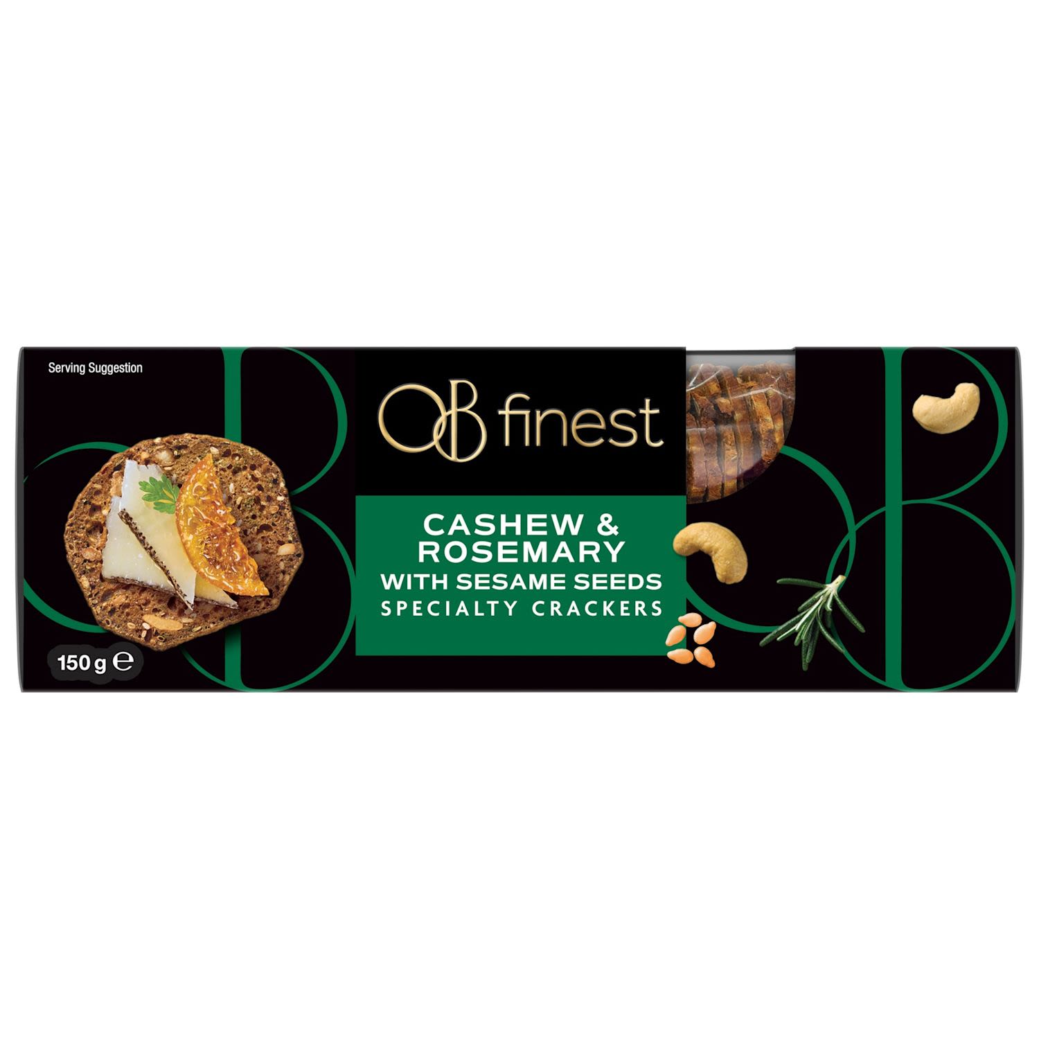 OB Finest Specialty Crackers Cashew & Rosemary With Sesame Seeds