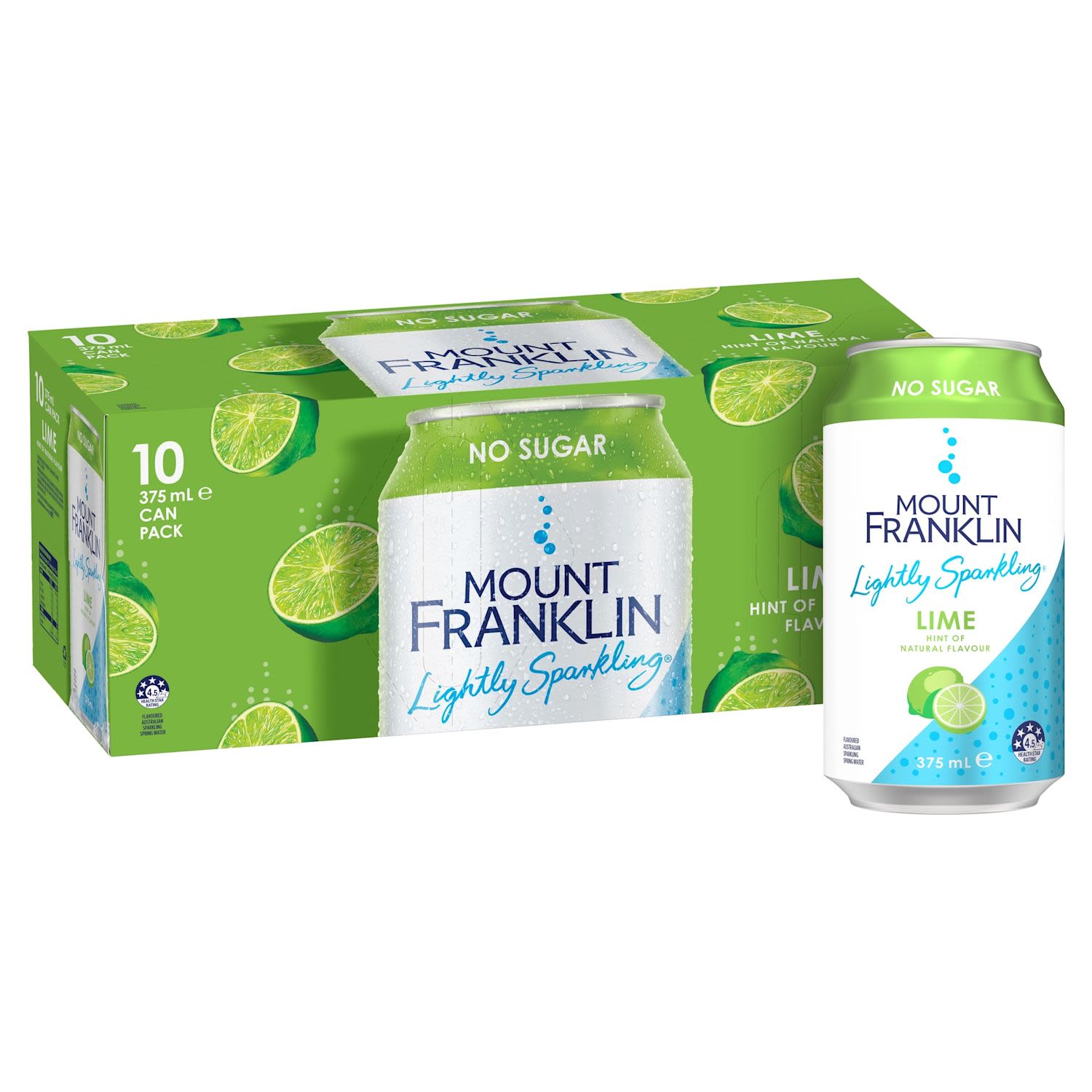 Mount Franklin Lightly Sparkling Water Lime, Multipack Cans