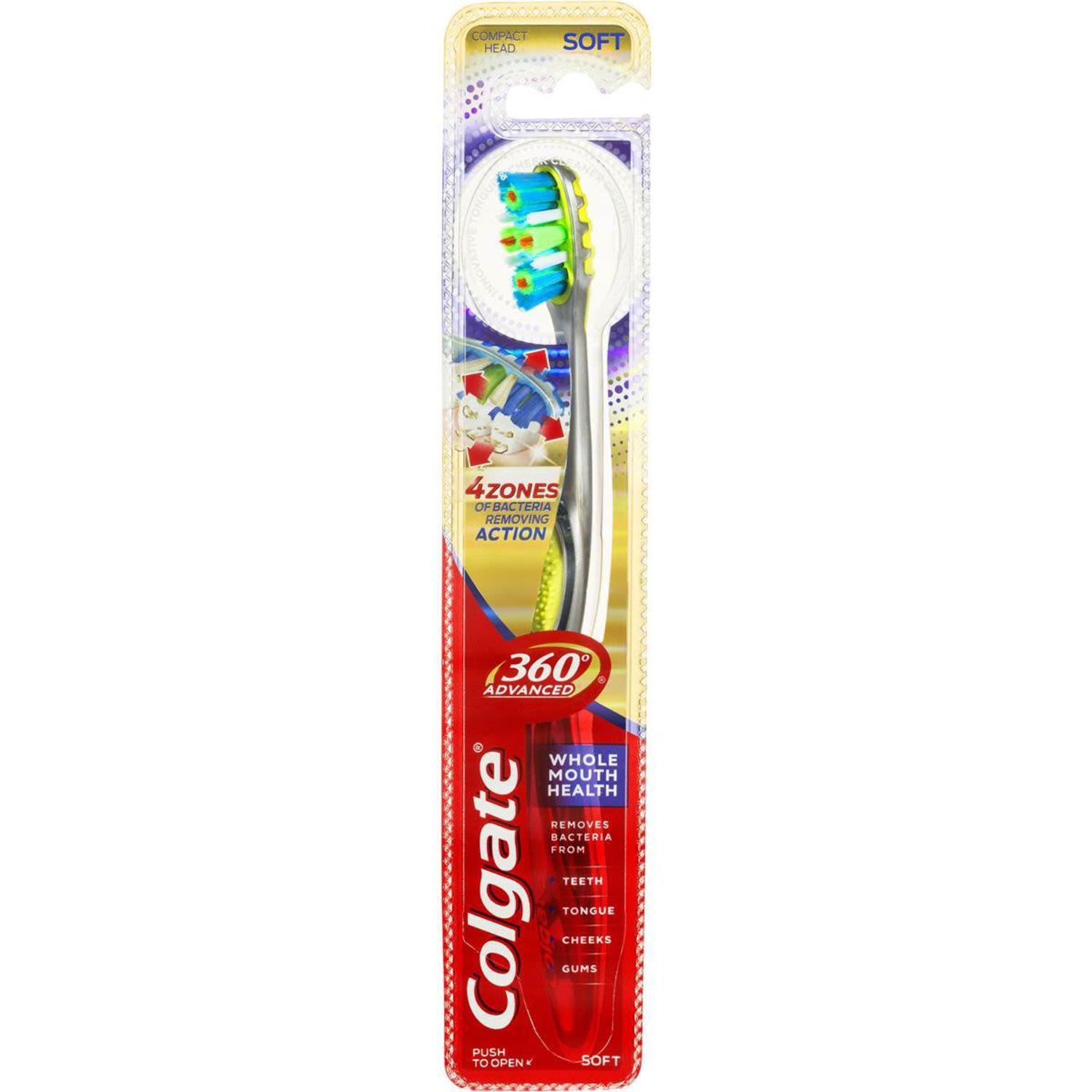Colgate 360 Degrees Advanced Active Plaque Removal Toothbrush Soft, 1 Each