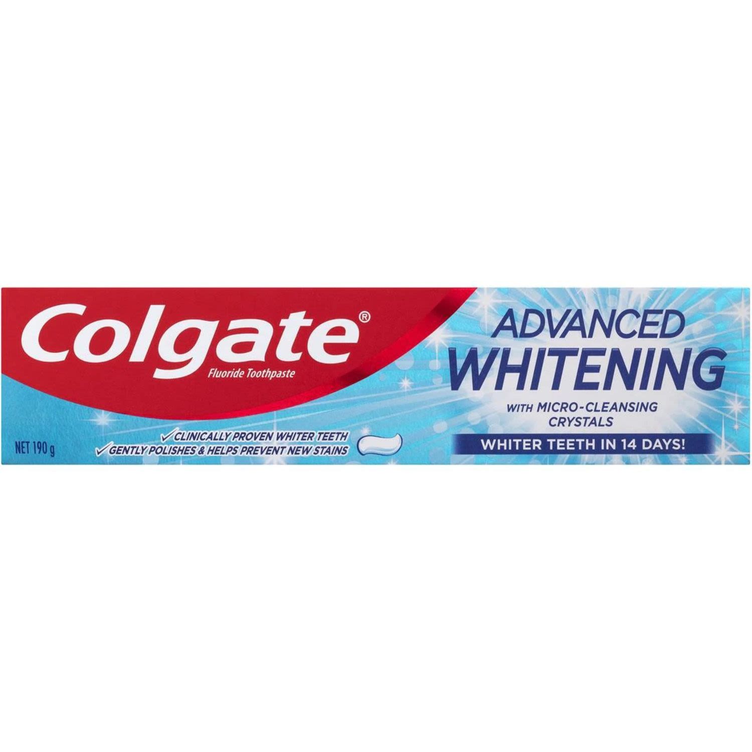 Colgate Advanced Whitening Fluoride Whiter Teeth Toothpaste, 190 Gram