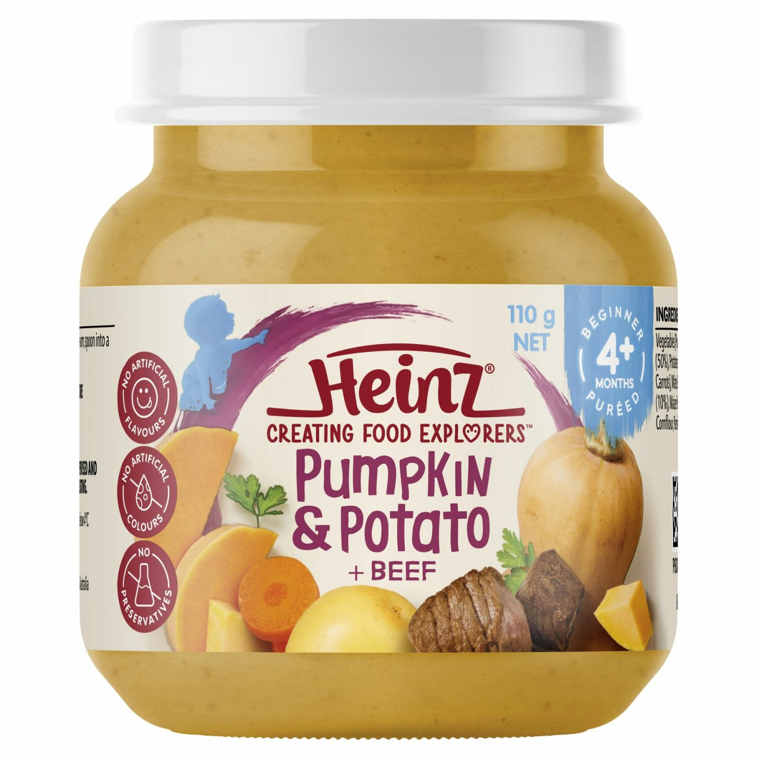 Heinz Pumpkin & Potato + Beef Baby Food Jar 4+ months, 110 Gram