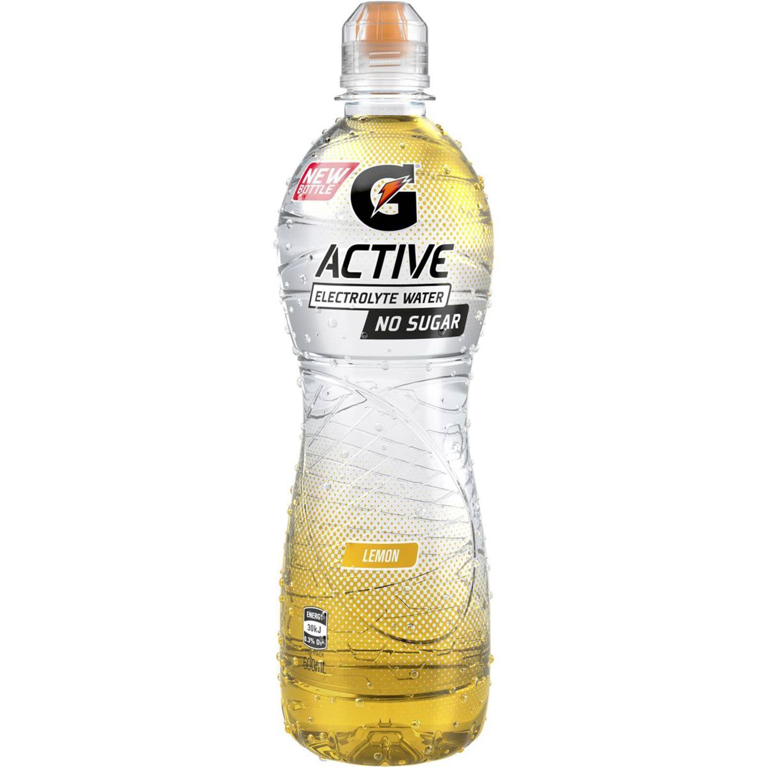 G Active electrolyte water contains the critical electrolytes to help replace what’s lost in sweat and fuel you to perform at your best, all with zero carbs and minimal calories to compliment your nutritional efforts.

You lose a whole lot more than water when you sweat. Losses in fluids and electrolytes can negatively impact performance. During training and exercise, you burn off vital energy needed to continue competing with the best.

Gatorade is the Number 1 sports rehydration drink on the planet scientifically formulated to help refuel to support the demands you put on your body, which is why it's trusted by some of the world's best athletes. G Active Lemon electrolyte water is no different.

Available in a convenient 600mL sports drink bottle to help replenish and hydrate your body on-the-go.

NOTHING BEATS GATORADE.<br /> <br />