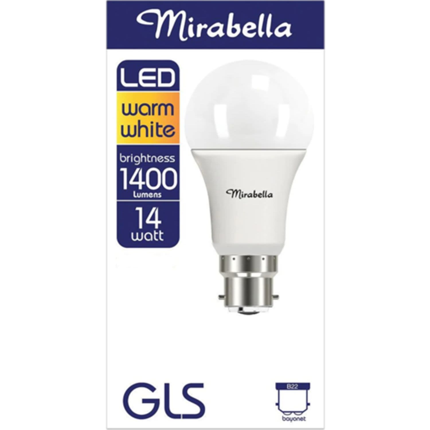 Mirabella GLS LED Warm White Brightness 1400 Lumens 14 Watt Bayonet, 1 Each