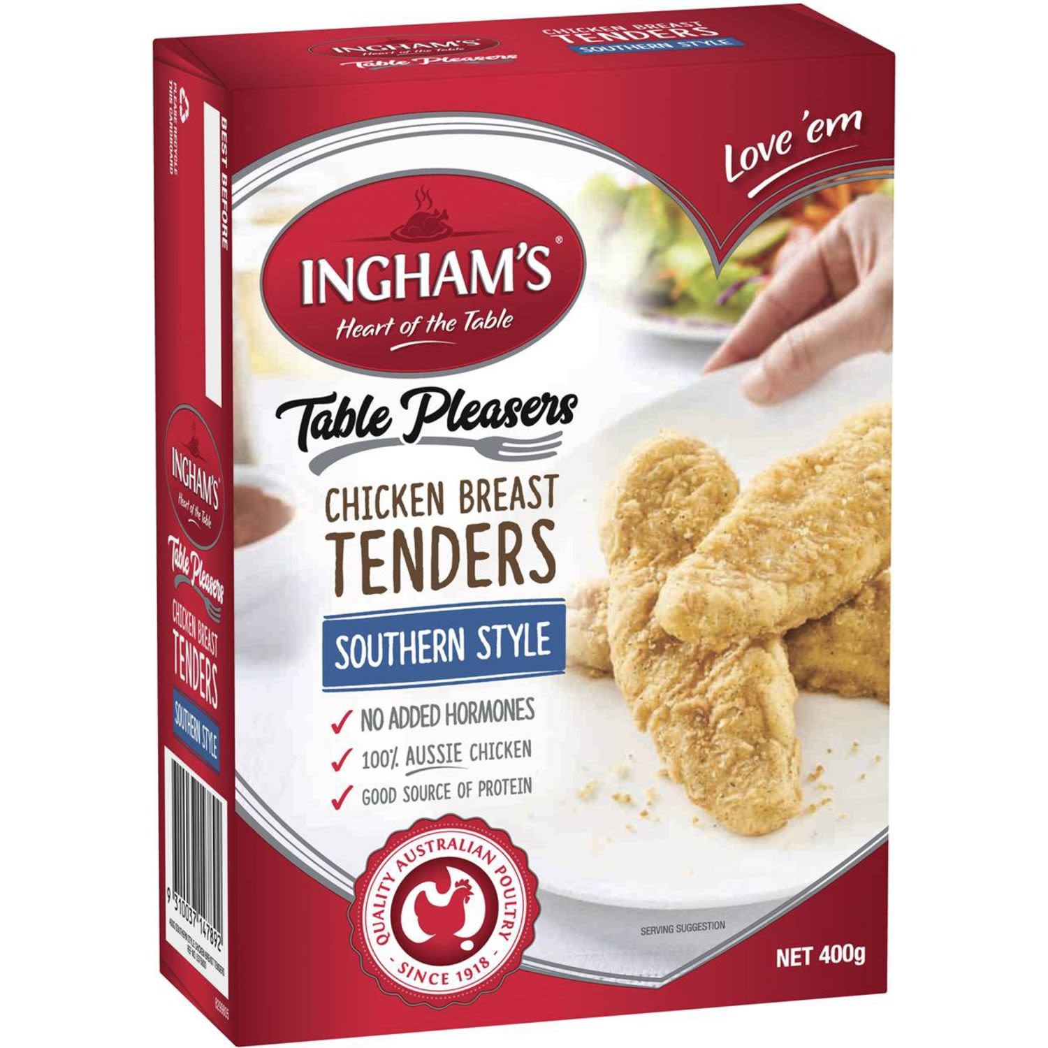 Ingham's Frozen Chicken Breast Tenders Southern Style, 400 Gram