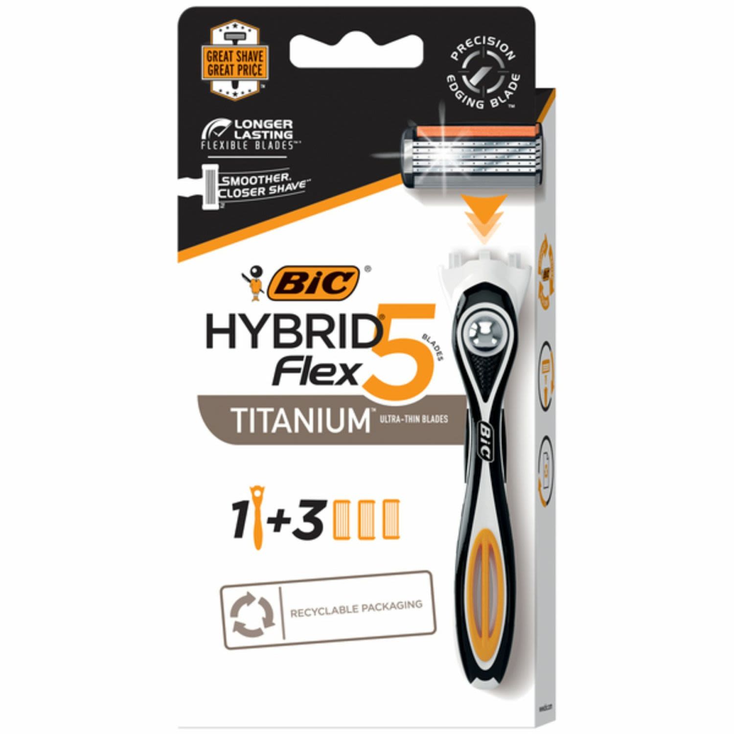 BIC Shaver Flex 5 Hybrid Mens, 3 Each