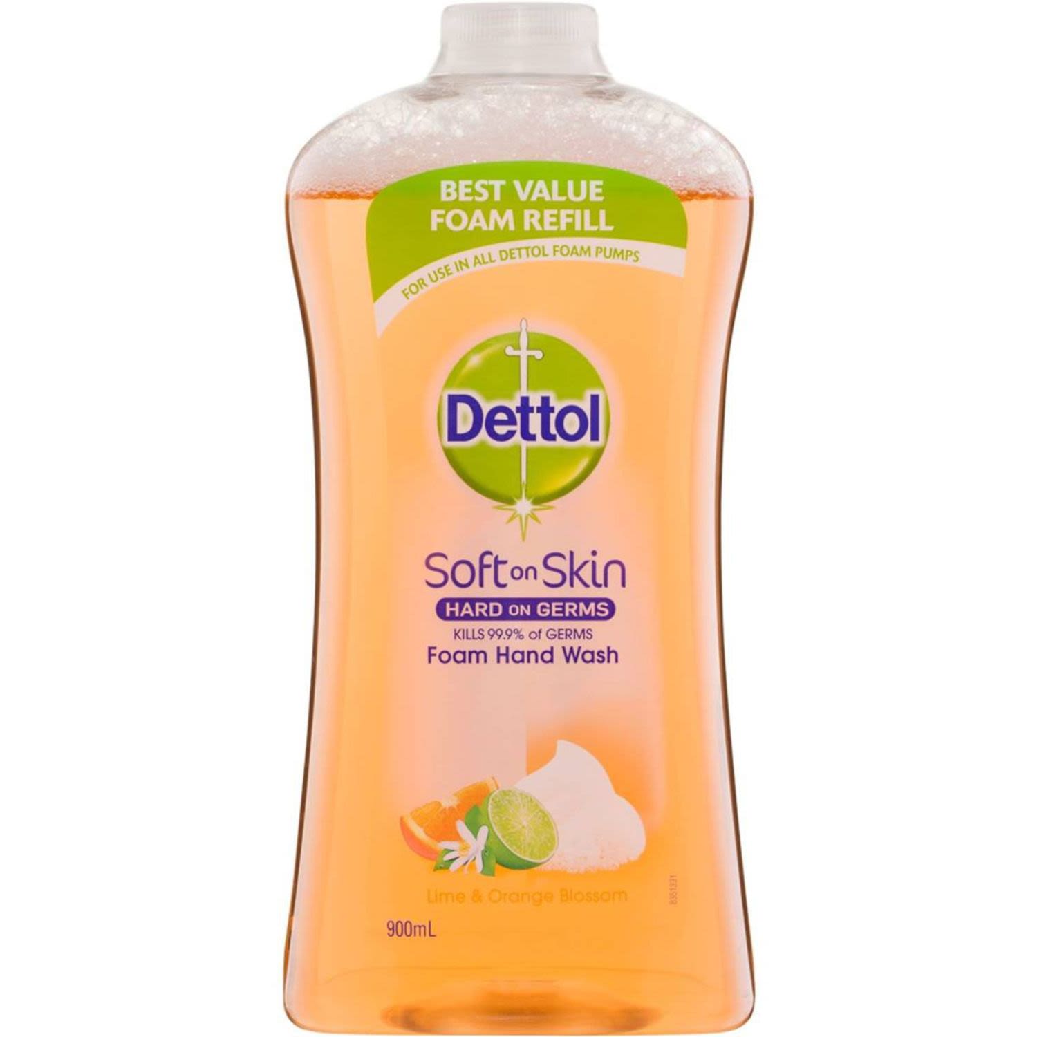 Dettol Handwash Lime And Orange Blossom Refill, 900 Millilitre