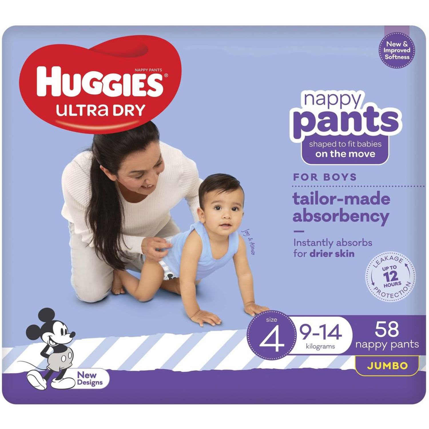 Huggies Ultra Dry Nappy Pants Size 4 Boys, 58 Each
