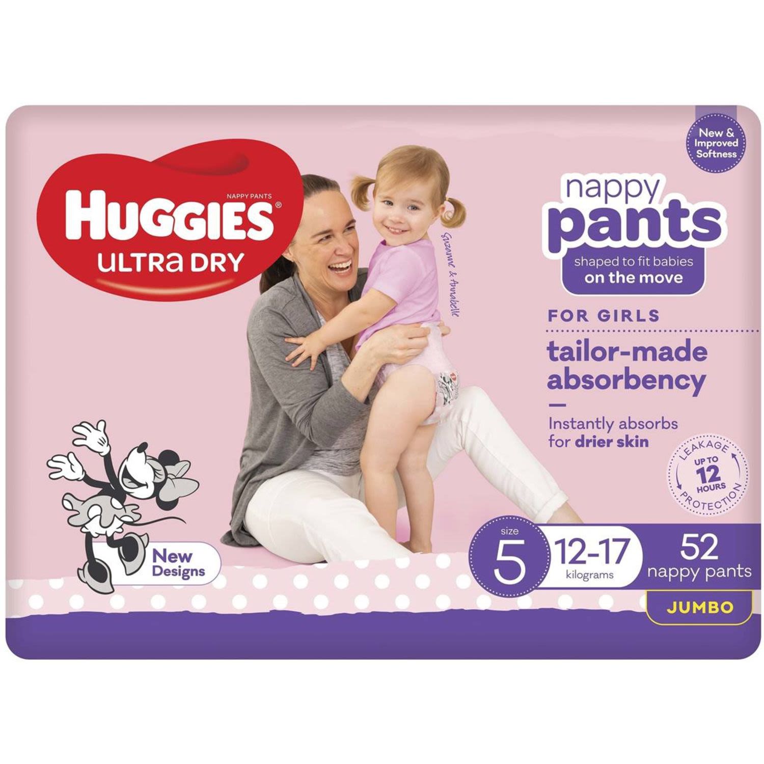 Huggies Ultra Dry Nappy Pants Size 5 Girls, 52 Each