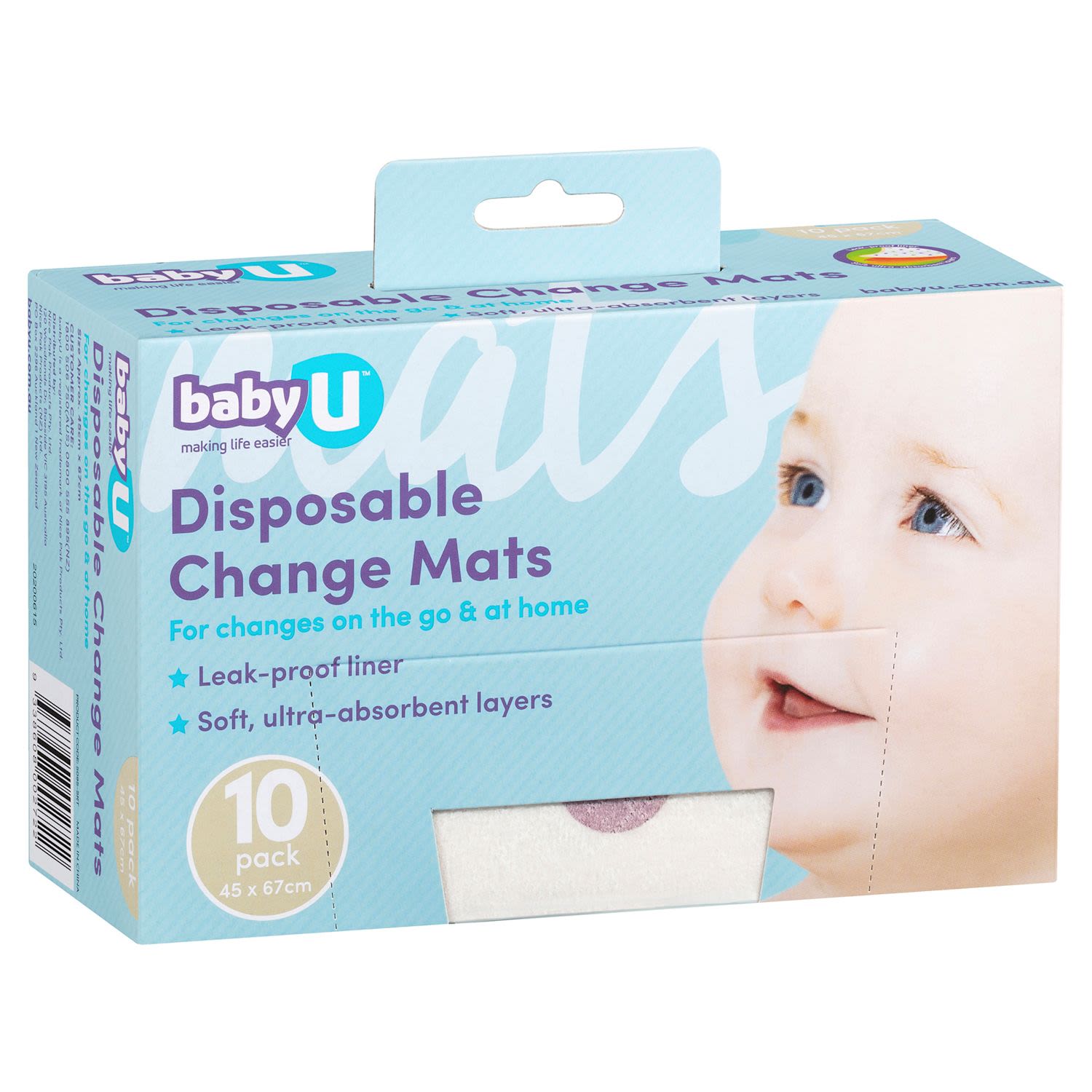 Baby U Disposable Change Mats, 10 Each
