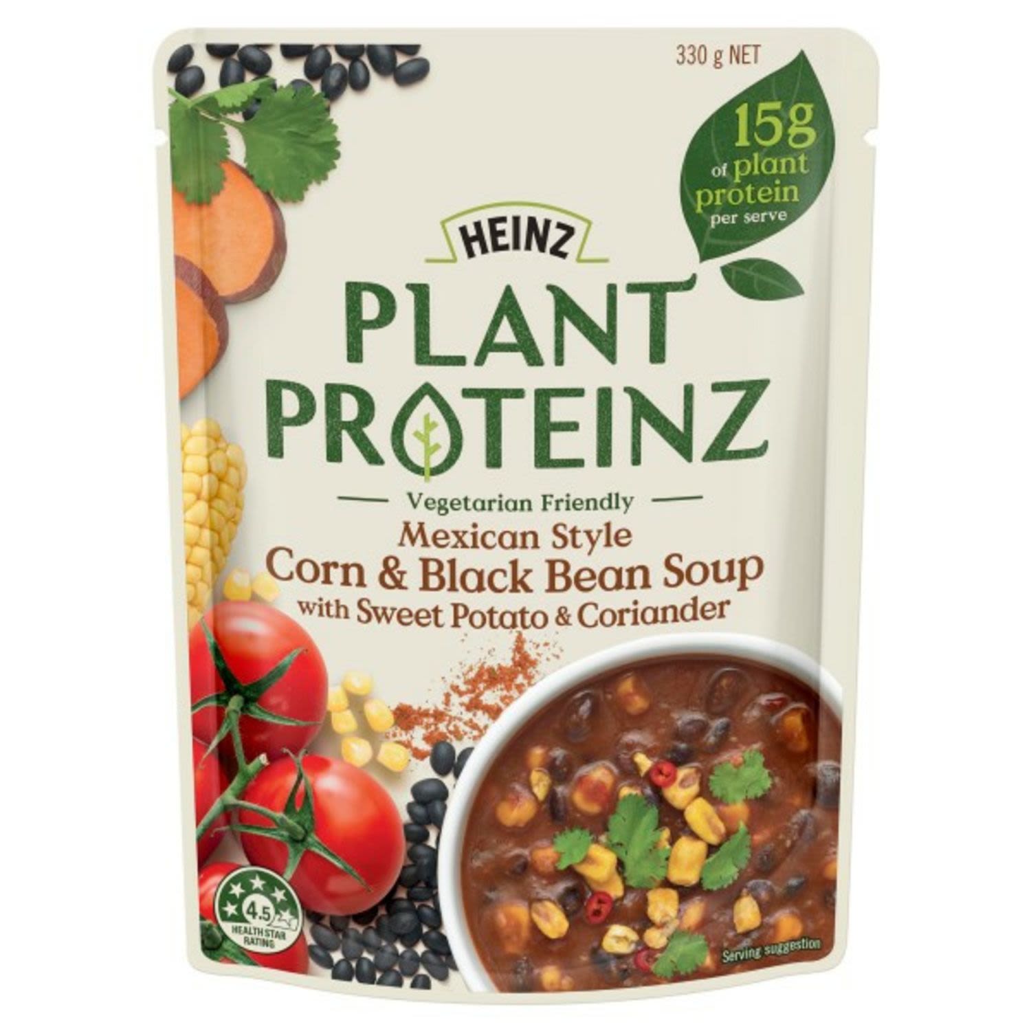 Heinz Plant Proteinz Mexican Style Corn & Black Bean Soup, 330 Gram