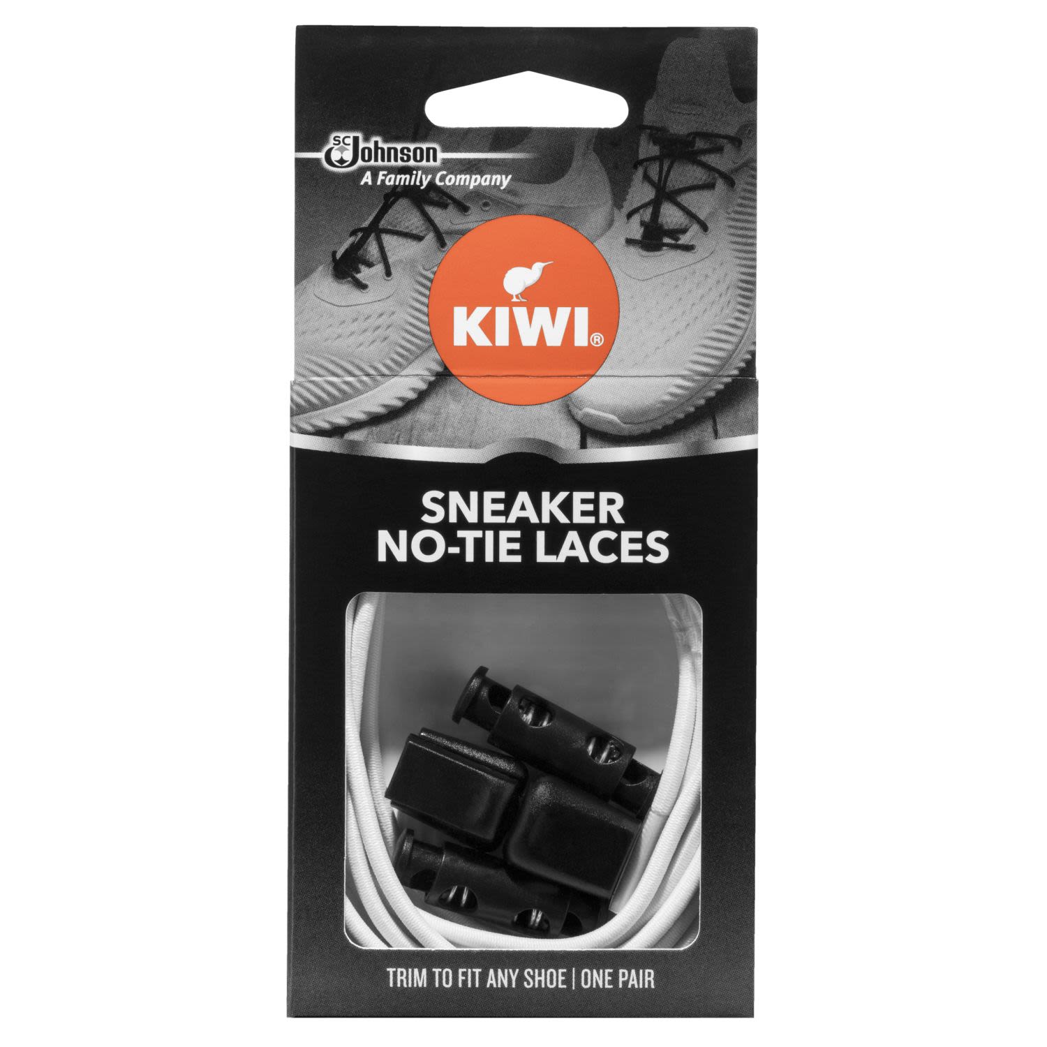 Kiwi Sneaker No Tie Laces White One Pair, 1 Each