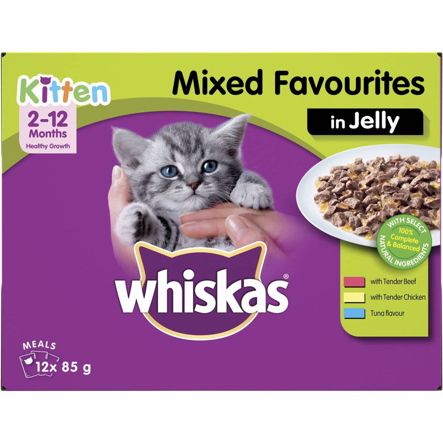Whiskas Kitten Mixed Favourites In Jelly 2-12 Months, 12 Each