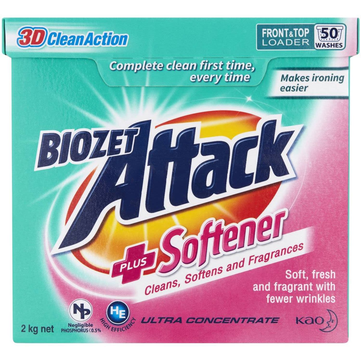 Biozet Attack Laundry Powder With Softener, 2 Kilogram