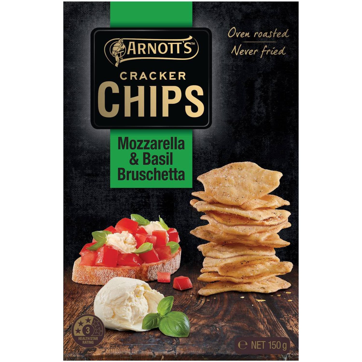 Arnott's Cracker Chips Mozzarella & Basil Bruschetta, 150 Gram