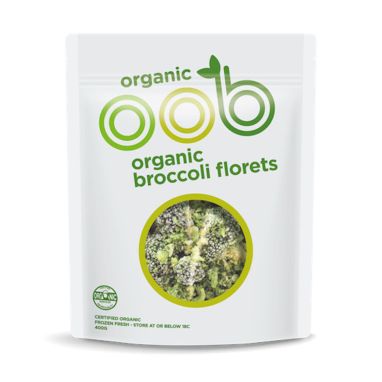 Oob Frozen Organic Broccoli Florets, 370 Gram