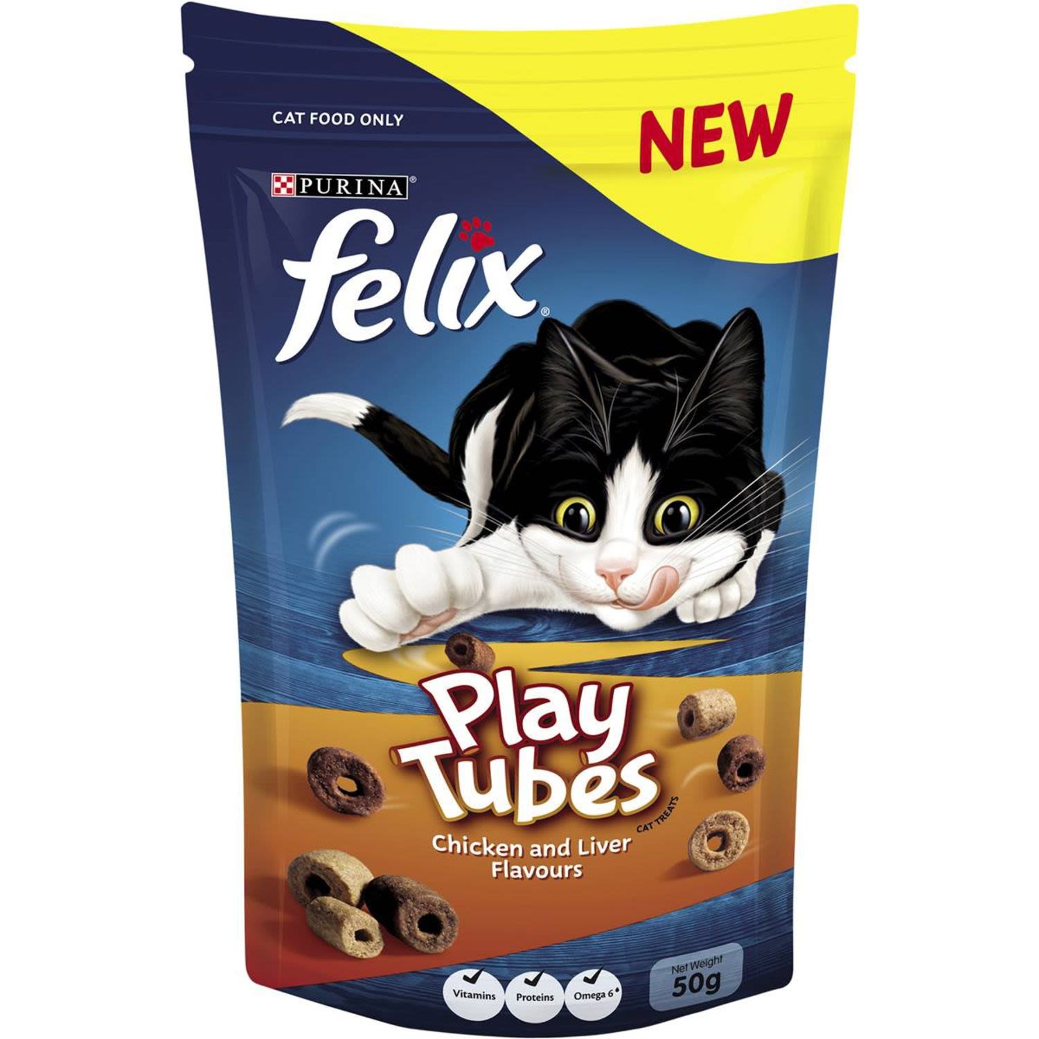 Felix Play Tubes Chicken & Liver Flavours, 50 Gram